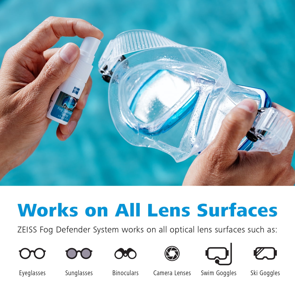 ZEISS Fog Defender System Anti-Fog Lens Spray Kit (Clear, 0.5 fl oz) 6948b
