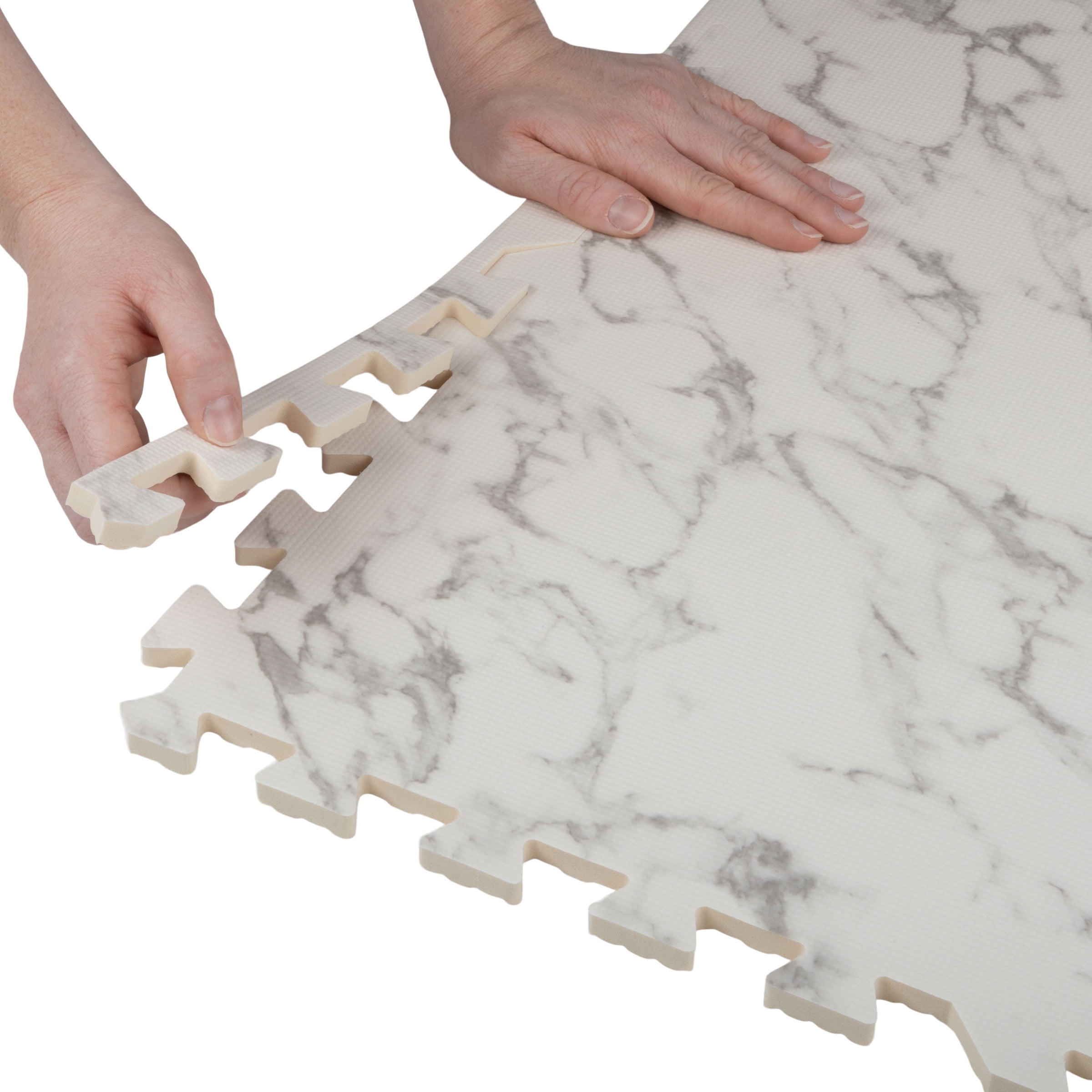 Stalwart Foam Floor Tiles Interlocking Gym Mat and Baby Play Area (White Marble, 24 sq ft) afiu2