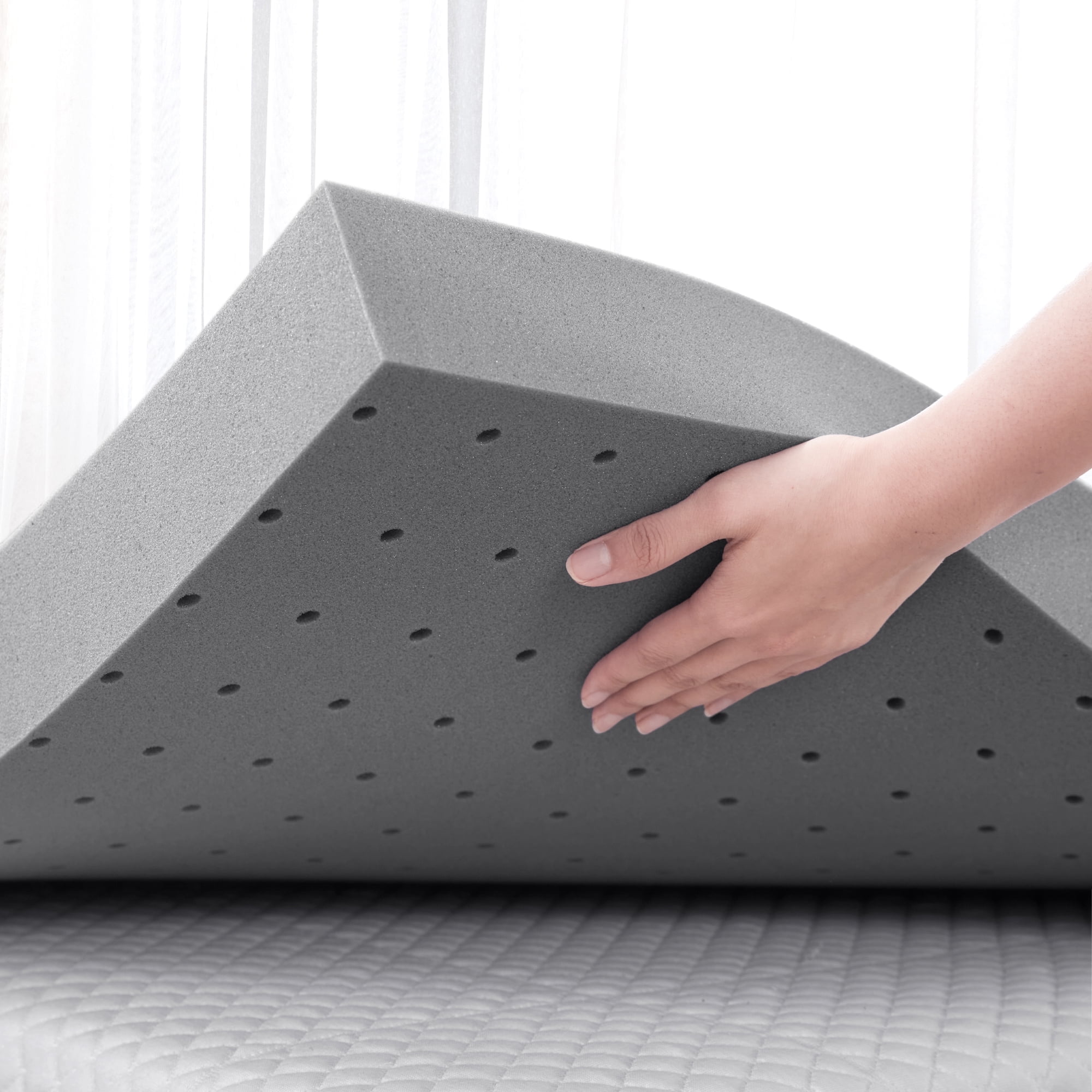 BDEUS Cooling Gel Memory Foam Mattress Topper, Supportive Bed Pad for Pressure Relief (Gray, Twin Size, 2 in) nw15h