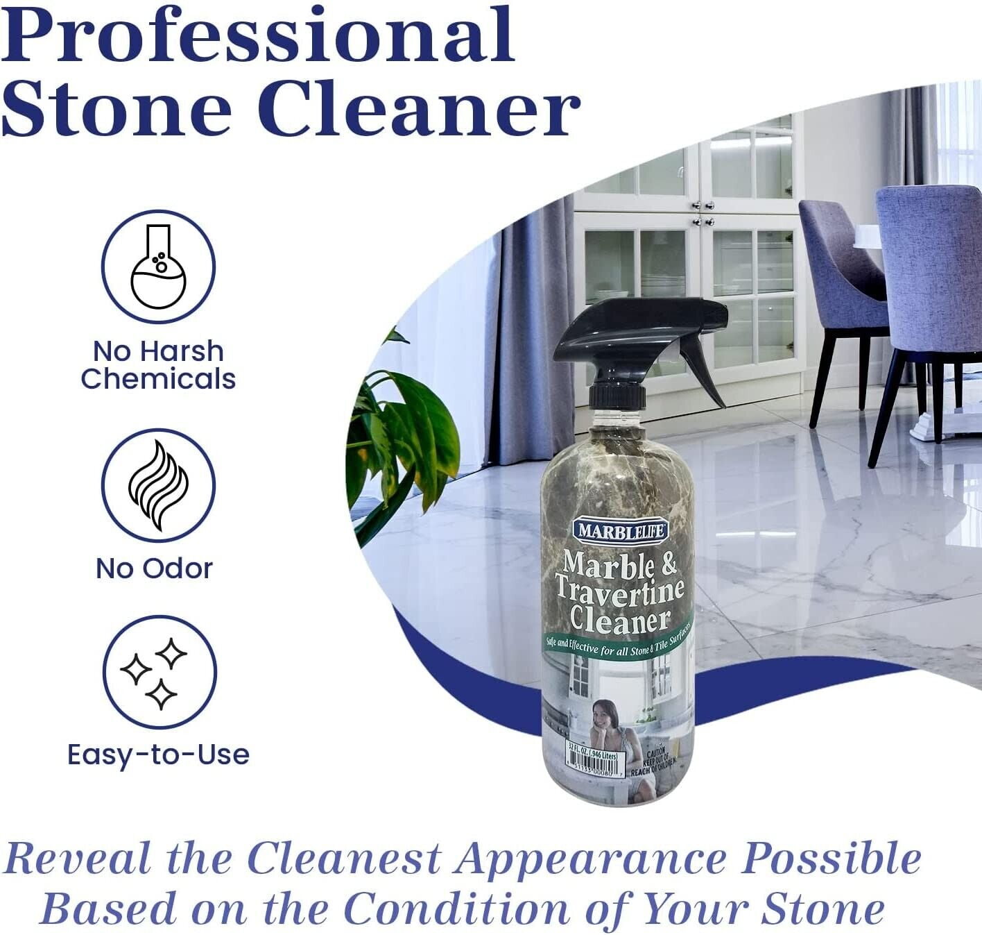 MARBLELIFE Marble and Travertine Surface Cleaner (Streak-Free Formula, 32 oz) cf0a4