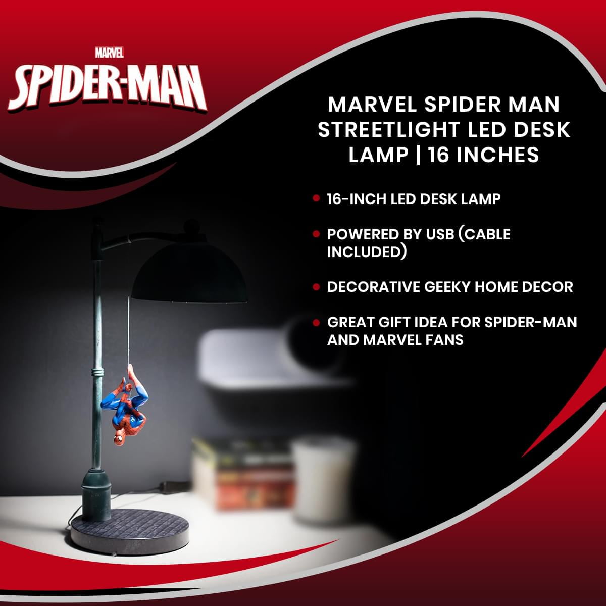 Spider-Man LED Desk Lamp Streetlight Design (16 in) m85gg