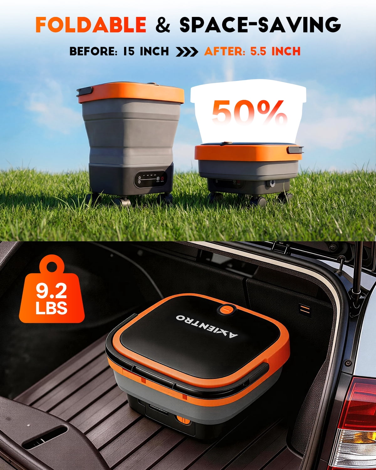 Axientro Cordless Portable Pressure Washer, 750 PSI Power Cleaner with 4.2 Gal Tank and 6-in-1 Nozzle (4.2 Gal) rou3z