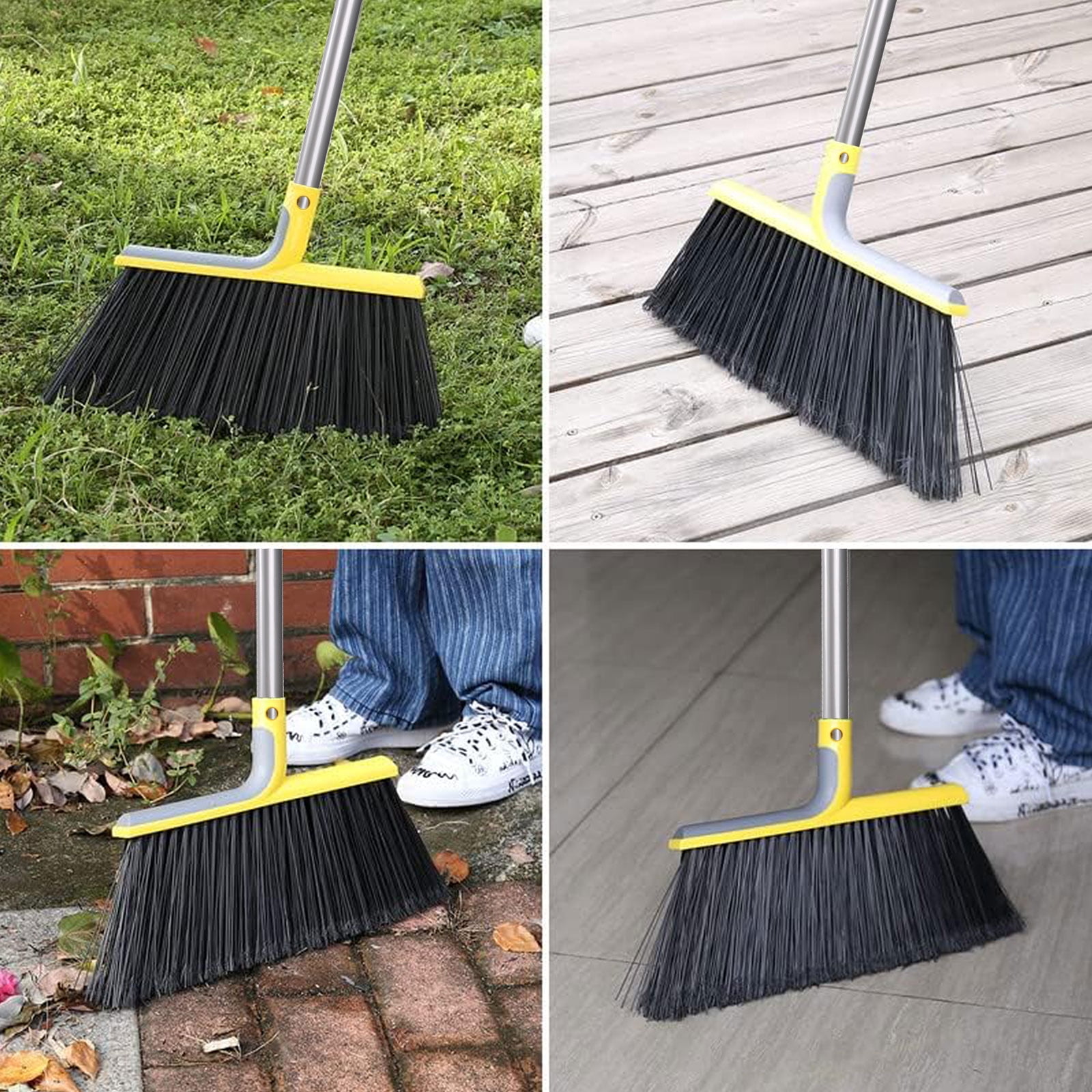 PandaGrip Heavy Duty Commercial Floor Broom with Adjustable Handle (Yellow, 58 in) lo1u5