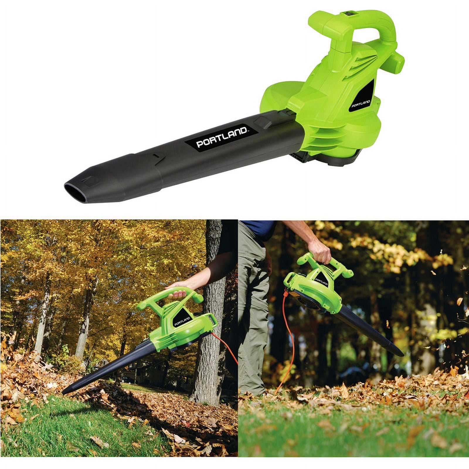 Portland Pilots 3-in-1 Electric Leaf Blower Vacuum and Mulcher (Green, 12 Amp) 21nze