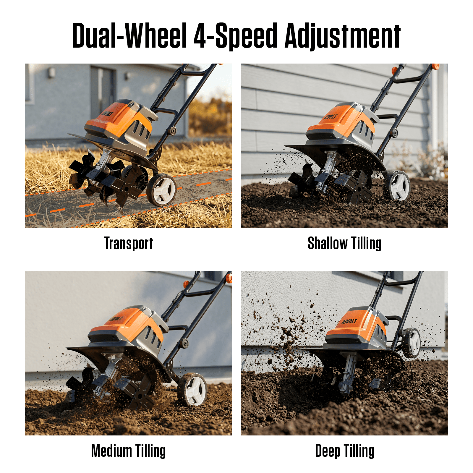 AIVOLT 15 Amp Electric Garden Tiller and Cultivator with Adjustable Wheels (19 in) 94fkx