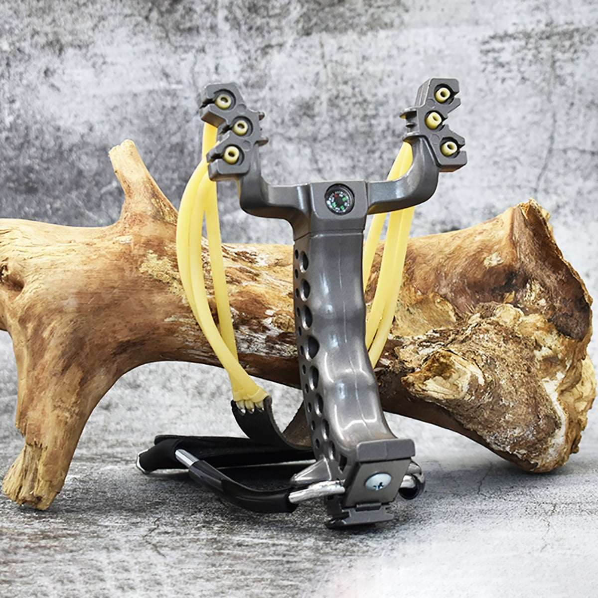 Runzkzy Tactical Slingshot Catapult with Wrist Brace and Fishing Reel Mount (Black, 1 Pack) 402gi