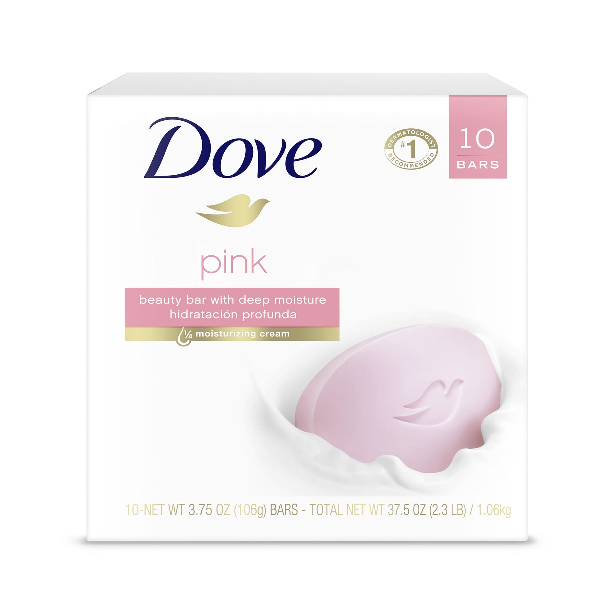 Dove Beauty Bar Pink Moisturizing Gentle Cleanser for Soft Smooth Skin (Pink, 10 Bars, 3.75 oz) 9bxr0