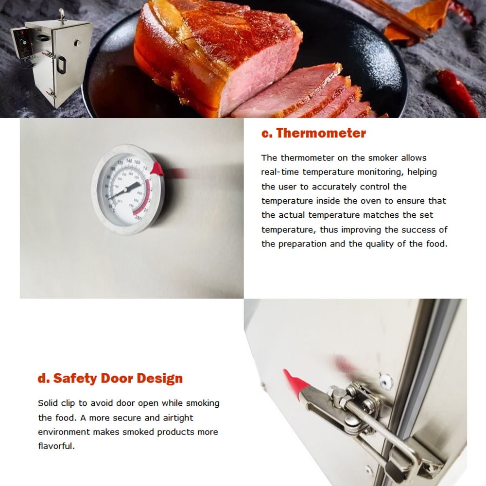 Preasion Commercial Vertical Digital Electric BBQ Meat Smoker for Beef and Sausage (Silver, 5 Racks) c2y4f