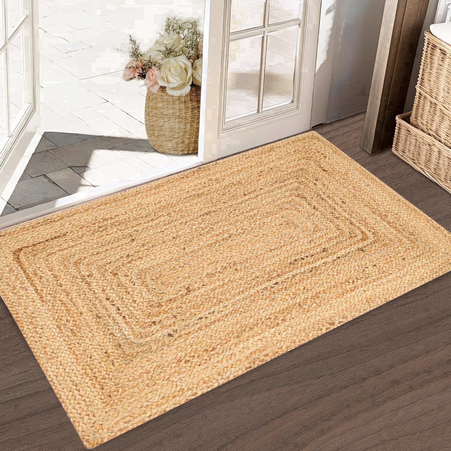 Savi Home Hand Woven Reversible Jute Accent Rug (White, 24 in x 36 in) rnqzr
