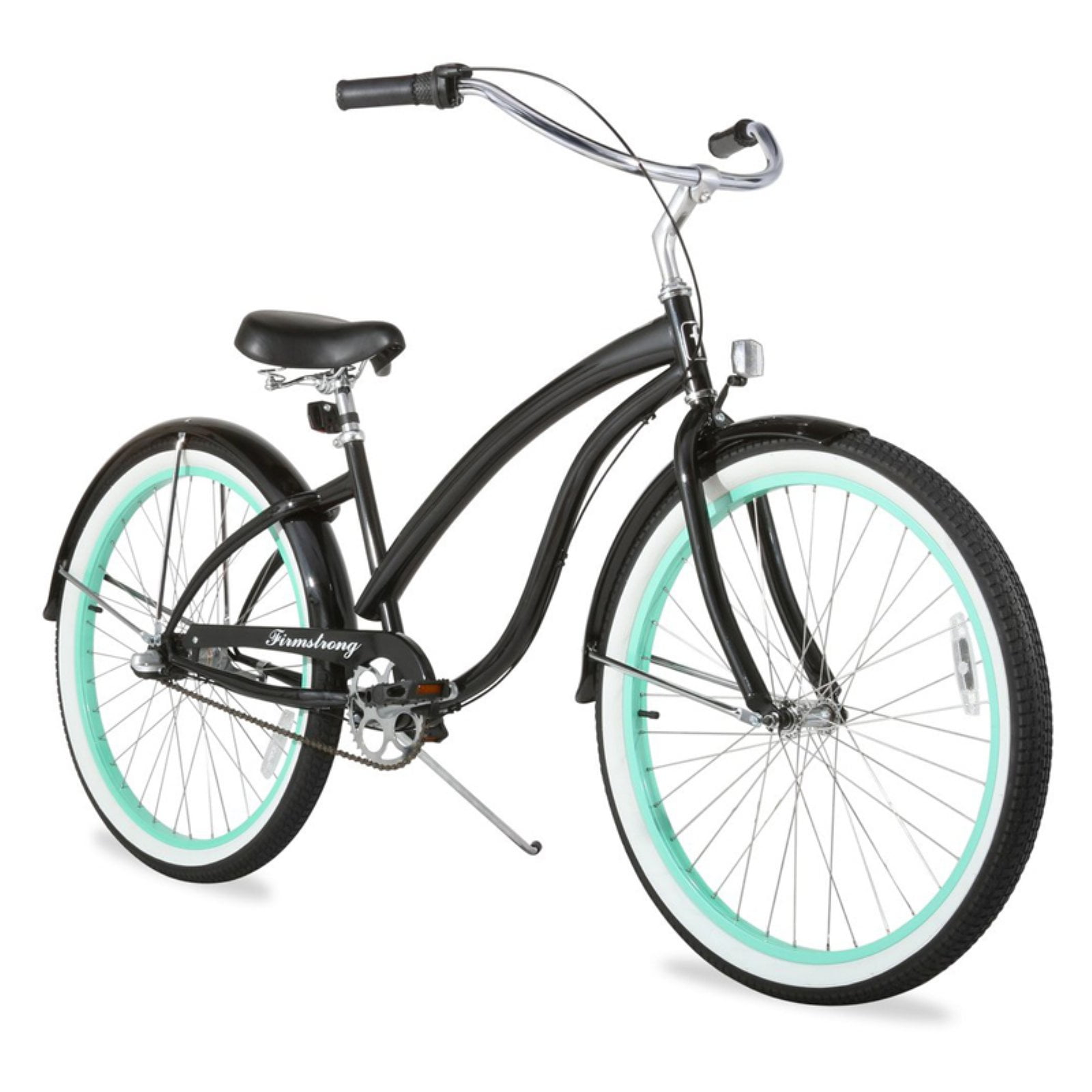 Firmstrong Bella Fashionista Women's Cruiser Bike, Three Speed, Gloss Black and Green (26 in) lzt9e