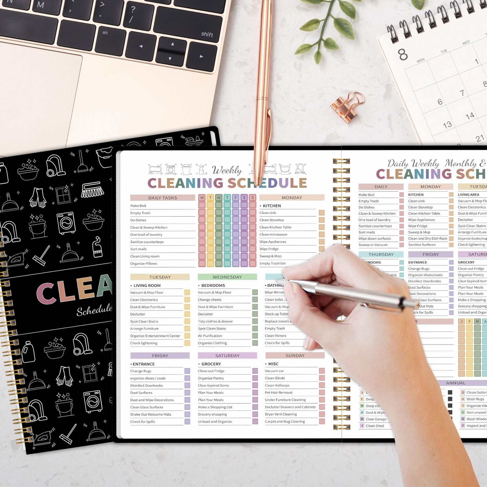 JUTIGUOJI 2026 Cleaning Planner and Household Chore Checklist Notebook (Black, 8.5 in x 11 in) z3ta2