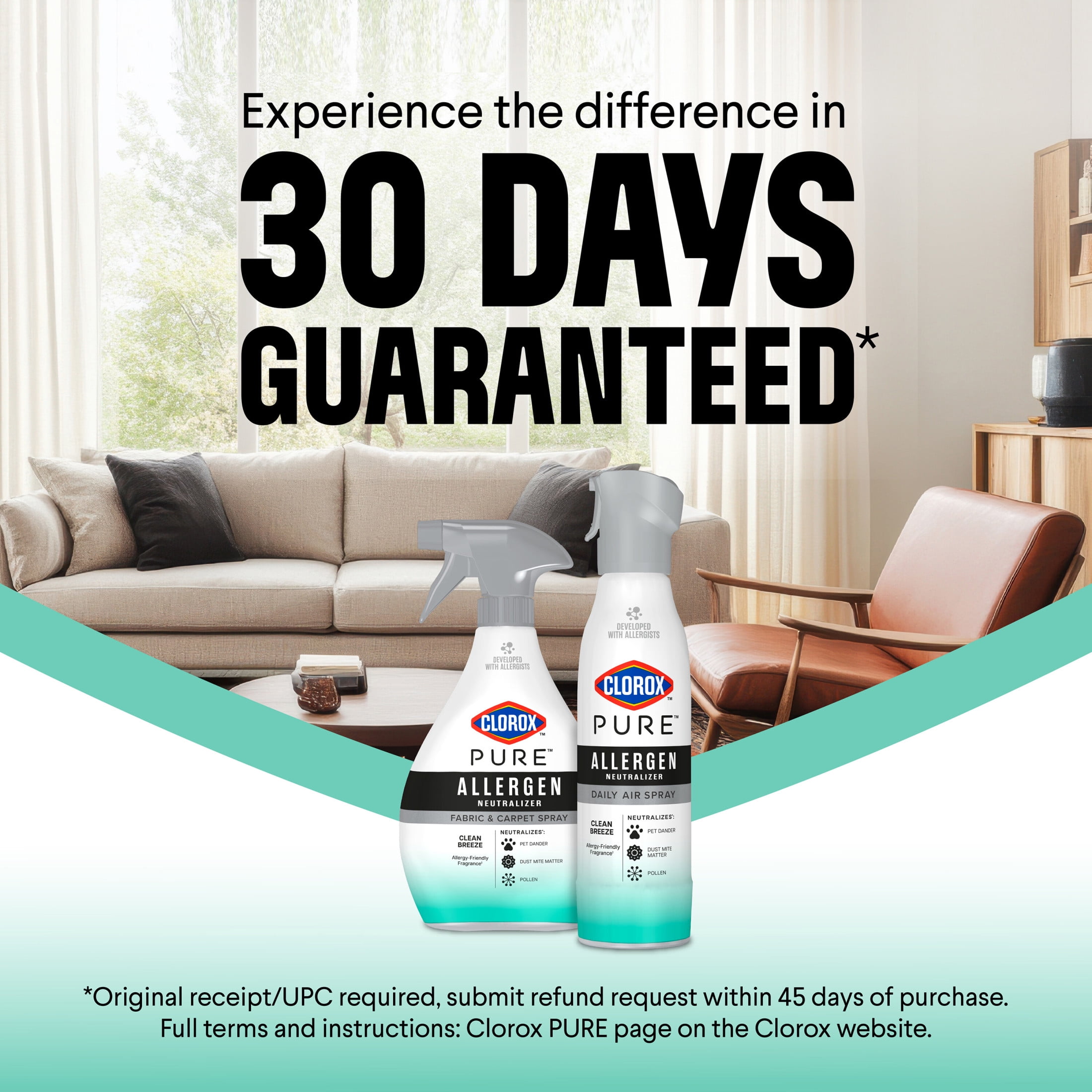 Clorox PURE Allergen Neutralizer Daily Air Spray, Clean Breeze (8 oz) 64jz6