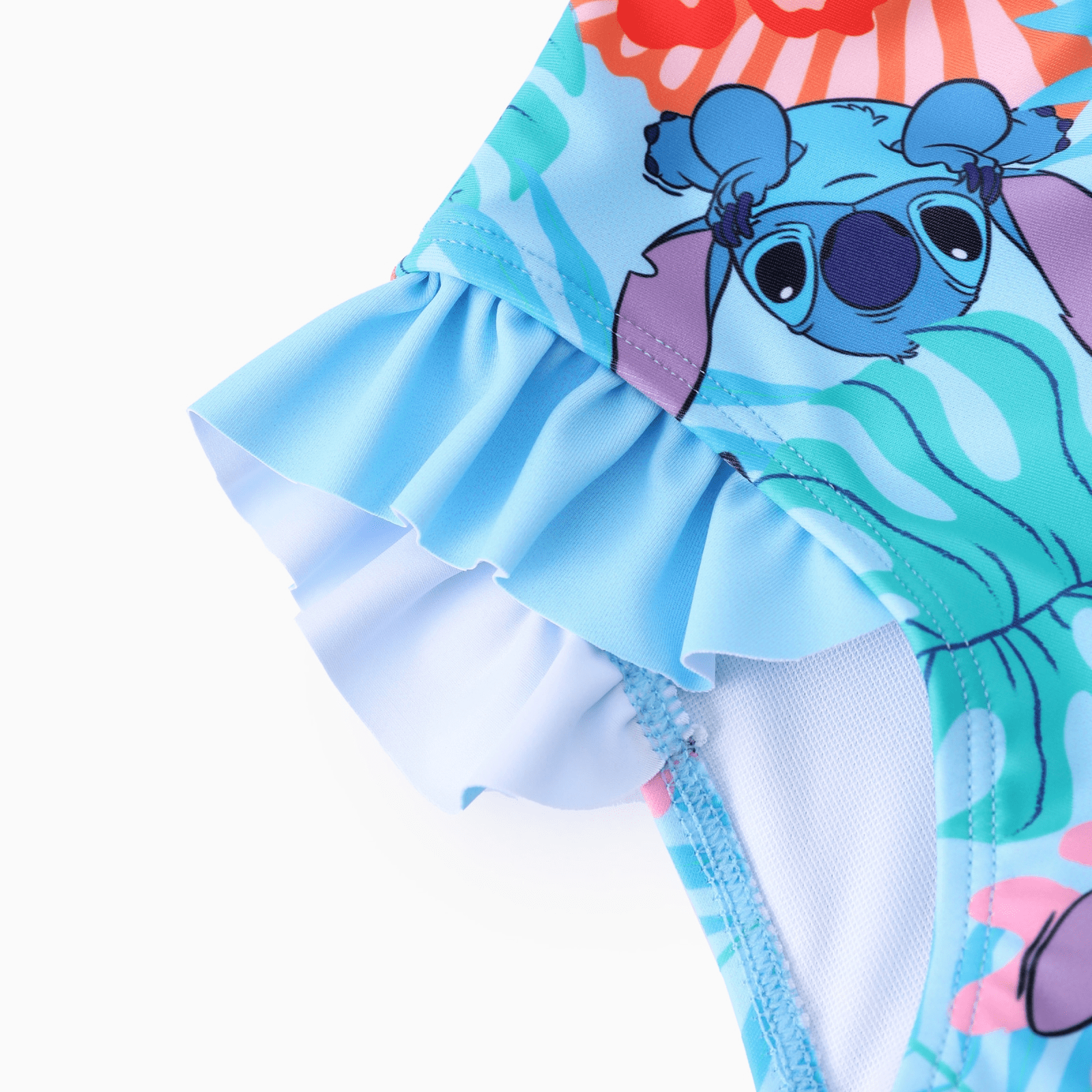 Disney Stitch Girls Swimsuit 2-Piece Rash Guard Set (Blue, Size 3-13) j0tfl