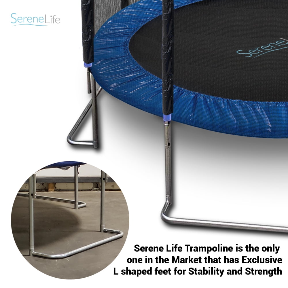 SereneLife Outdoor Backyard Trampoline with Safety Net Enclosure (Blue, 10 ft.) lvkqs