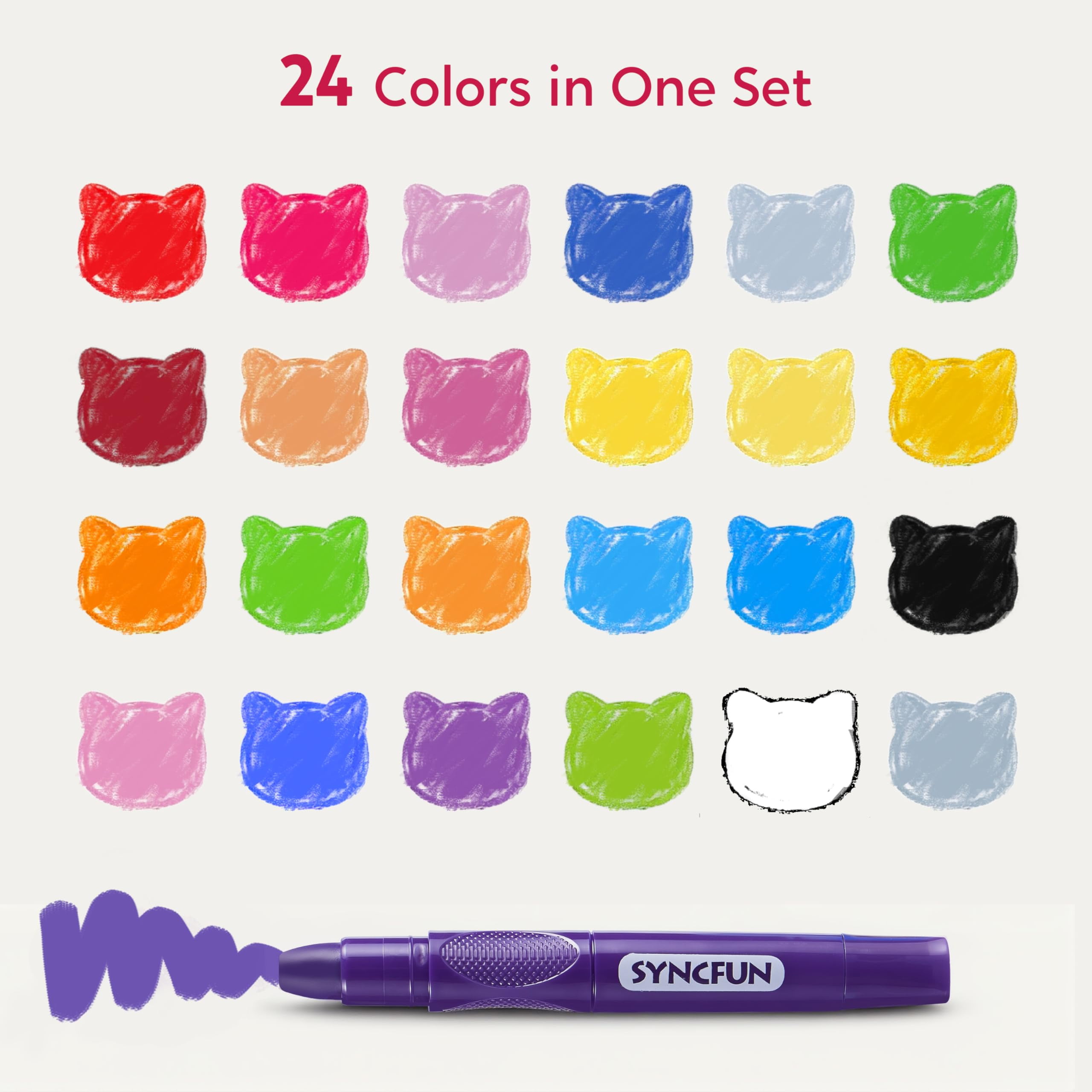 Joyfy Twistable Silky Crayons, Washable & Quick-Drying Art Supplies for Kids (Multicolor, 24 Count) f5dqs