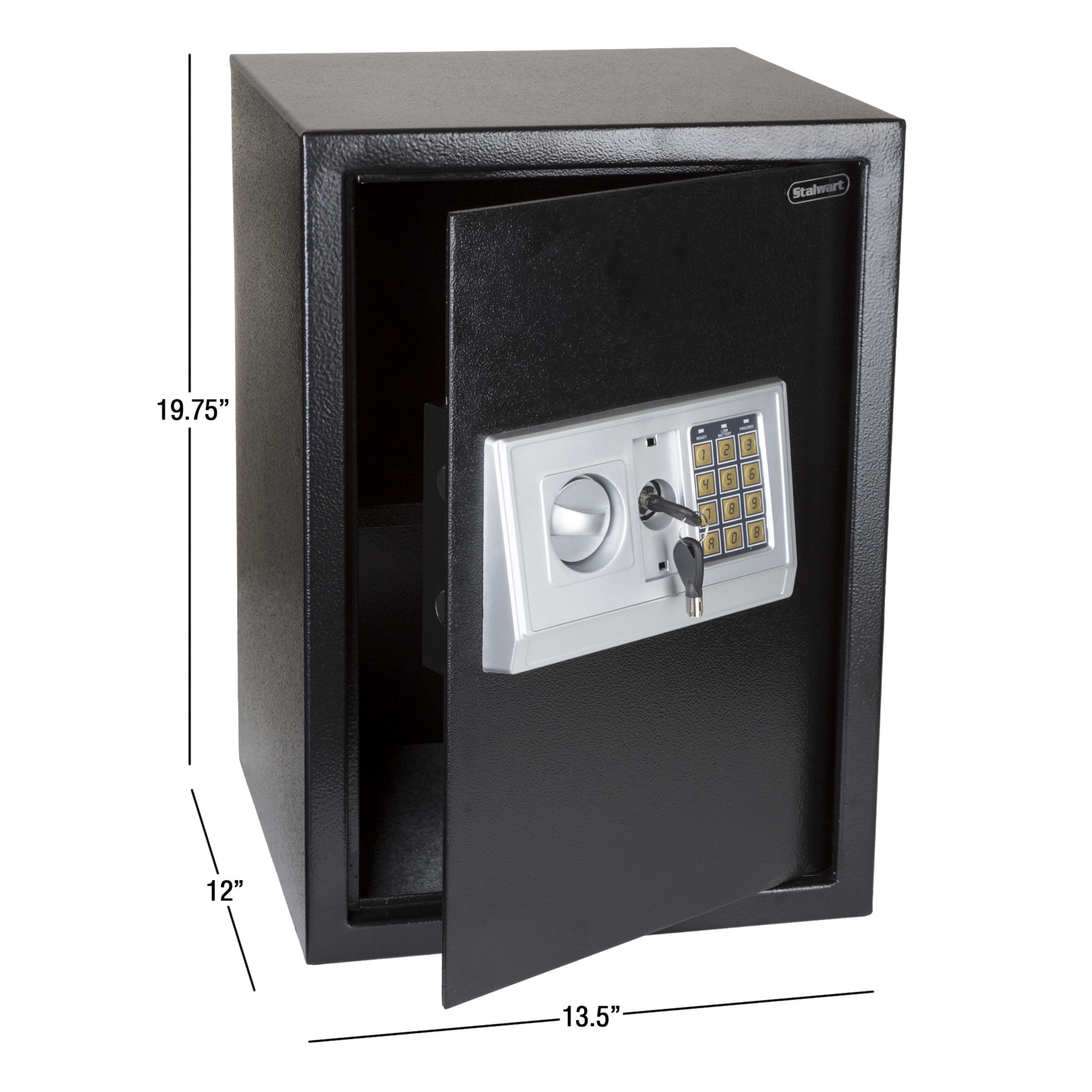 Stalwart Steel Digital Security Safe with LED Keypad and Emergency Override Keys (Black, 13.5 in x 12 in x 19.75 in) e4sbq