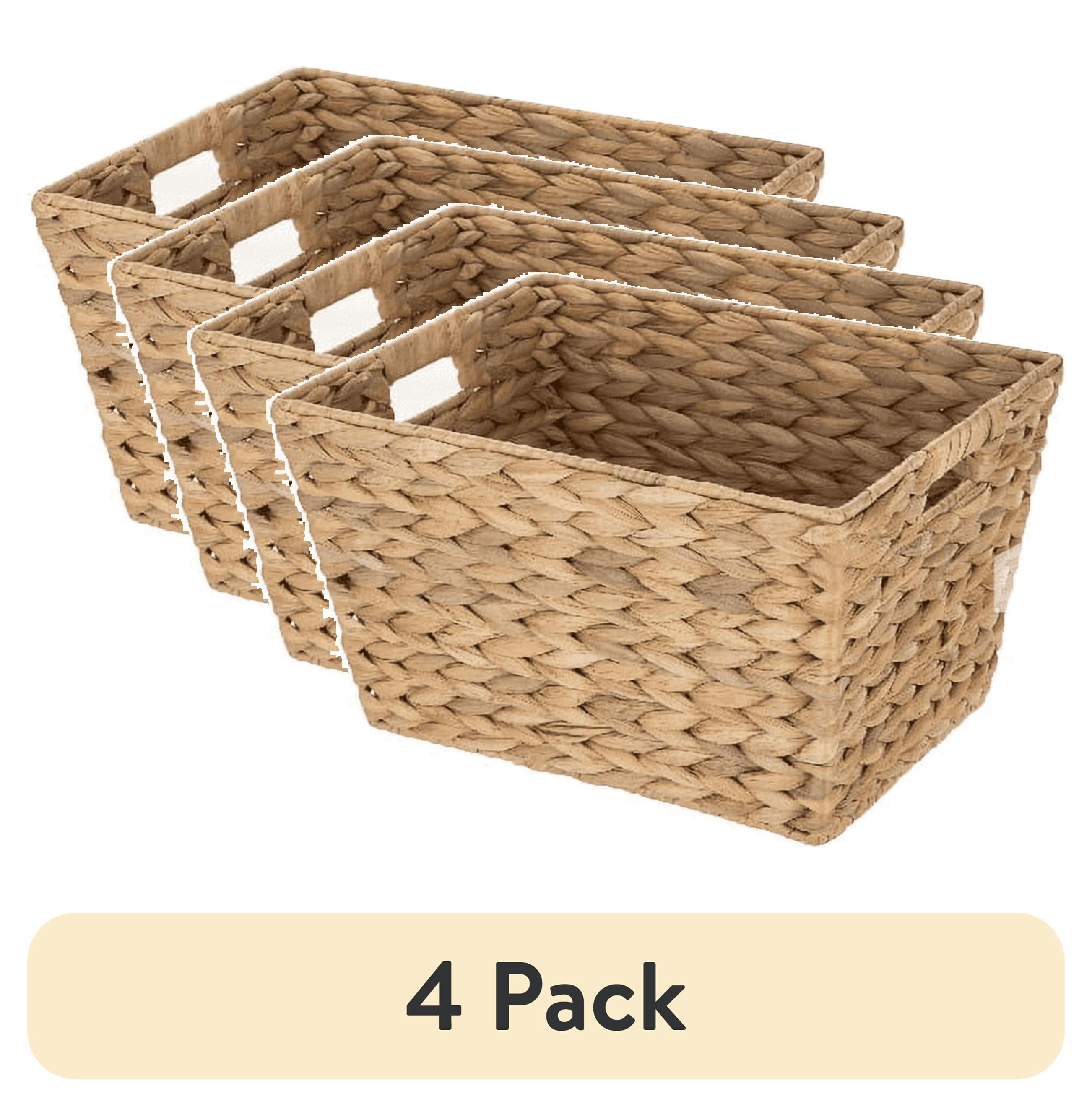 Better Homes & Gardens Large Water Hyacinth Decorative Storage Basket with Handles (White, 6 Pack, 14.25 in x 11.25 in x 8.5 in) rv2cy