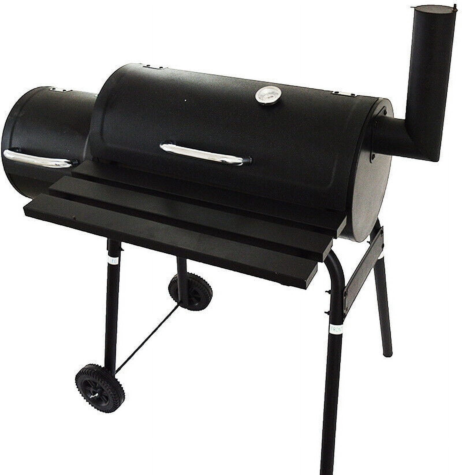 Intbuying 30 in BBQ Charcoal Grill with Offset Smoker Box and Side Shelf (Black, 30 in) k32bp