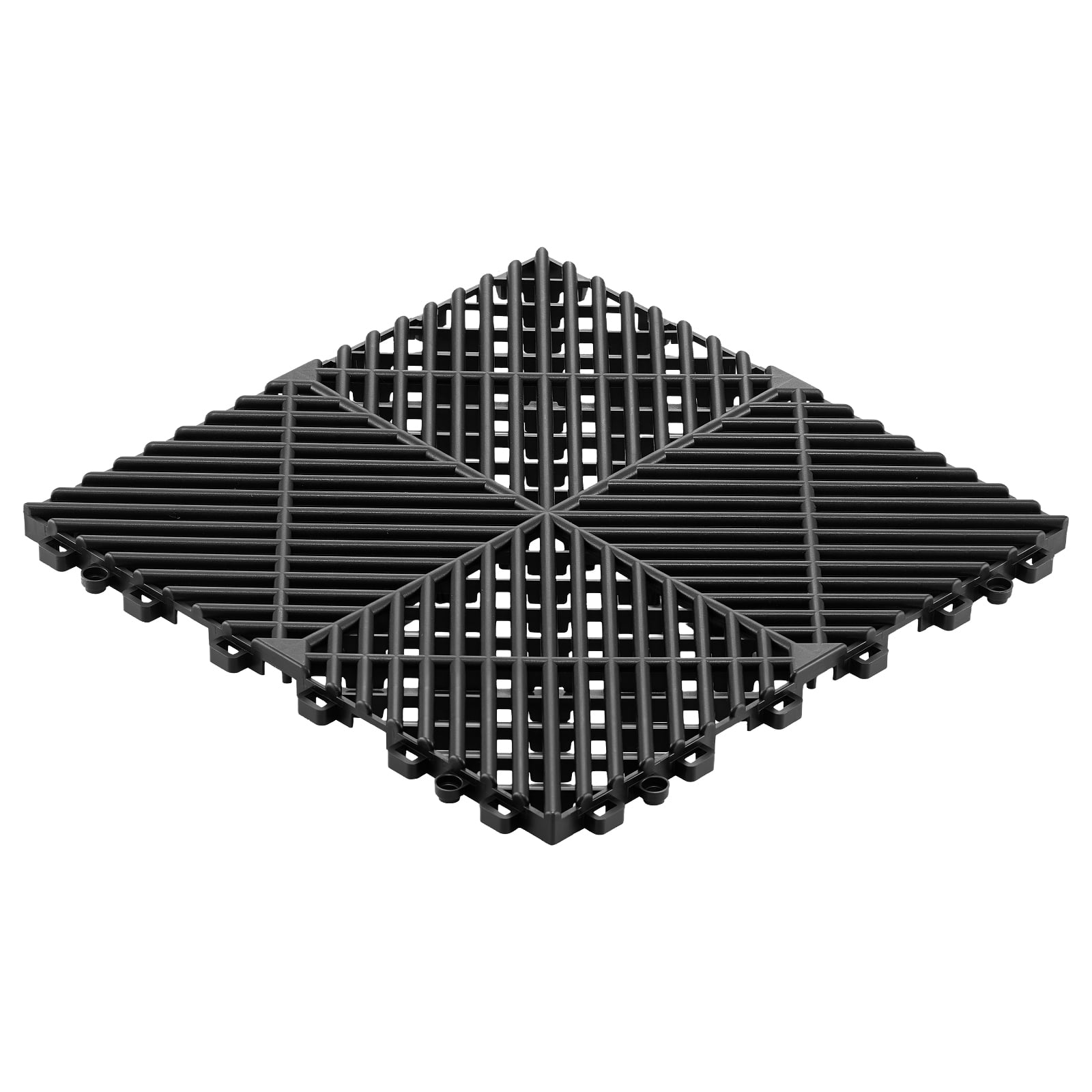 KFFKFF Interlocking Drainage Mats, Modular Non-Slip Floor Tiles for Garage and Kitchen (Black, 12 in x 12 in, Set of 12) f6vuc