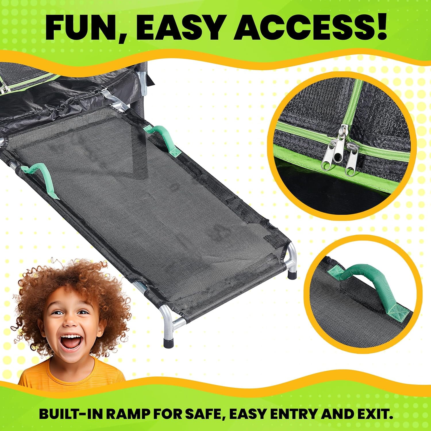 JumpKing 7ft Round Trampoline with Safety Enclosure and Access Ramp (7 ft) 5qx16