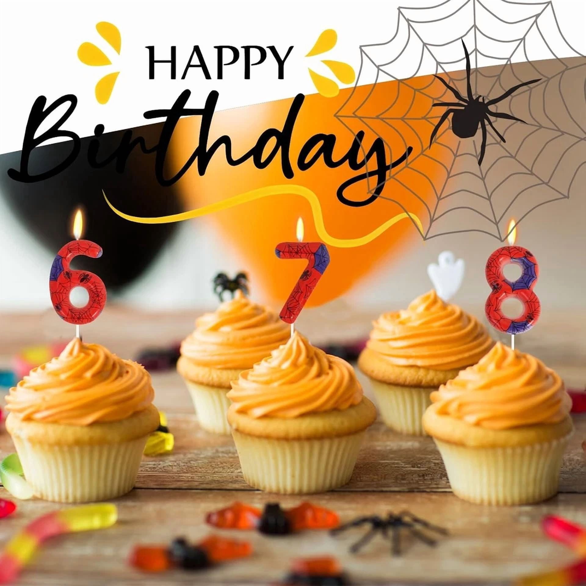 VAULT Number 7 Birthday Cake Candle, Decorative Spider Theme Party Accessory (7th Birthday, 3 in) nlgc8