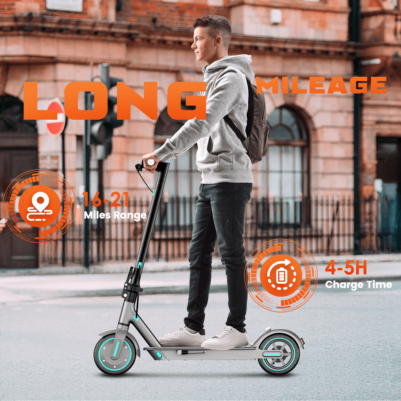 DIERTTIER Electric Scooter for Adults, Portable Foldable Commuter E-Scooter with 350W Motor, 19MPH Max Speed, 16-Mile Range (Blue, 8.5 in Tires) 20ibk