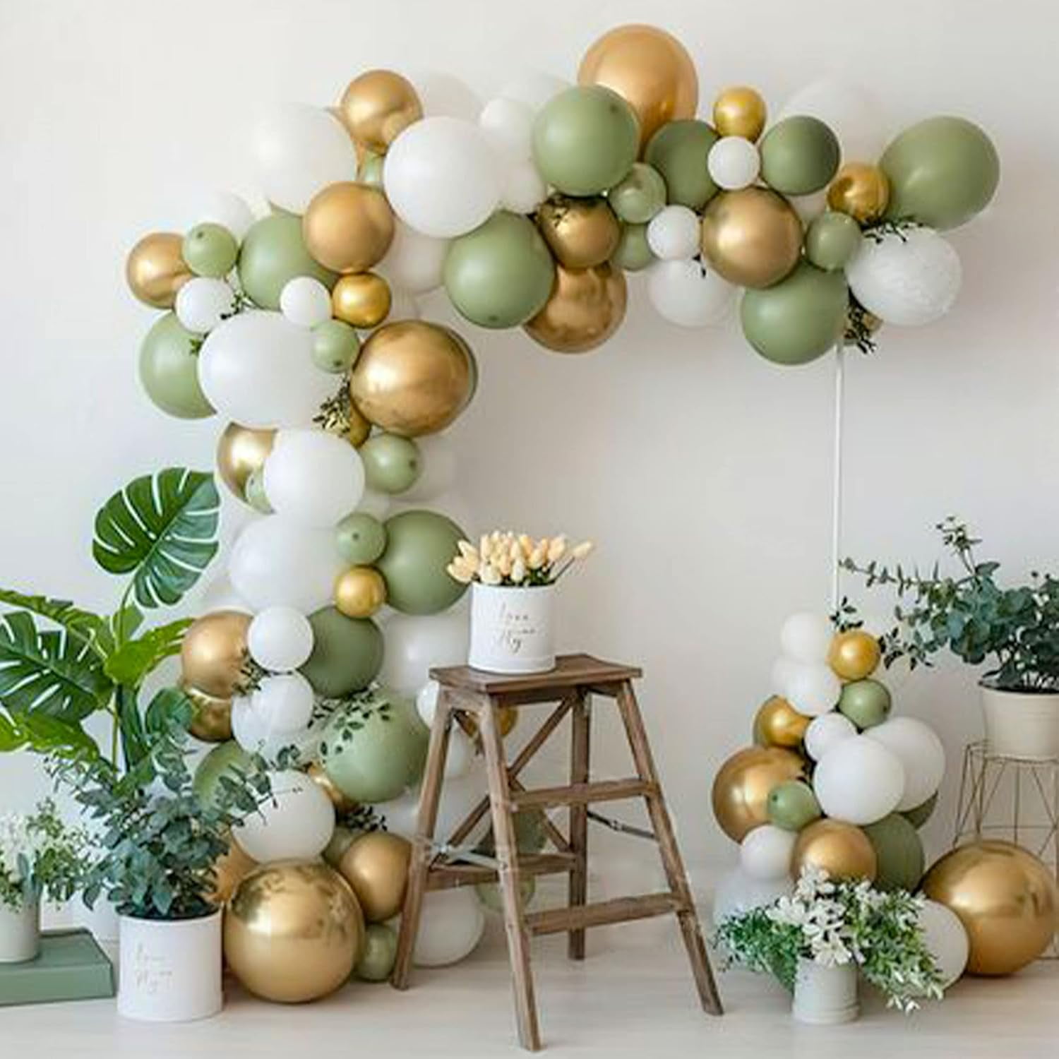 JOYYPOP Sage Green Balloon Garland Arch Kit (Sage Green, 129 Piece Set) bnk0n