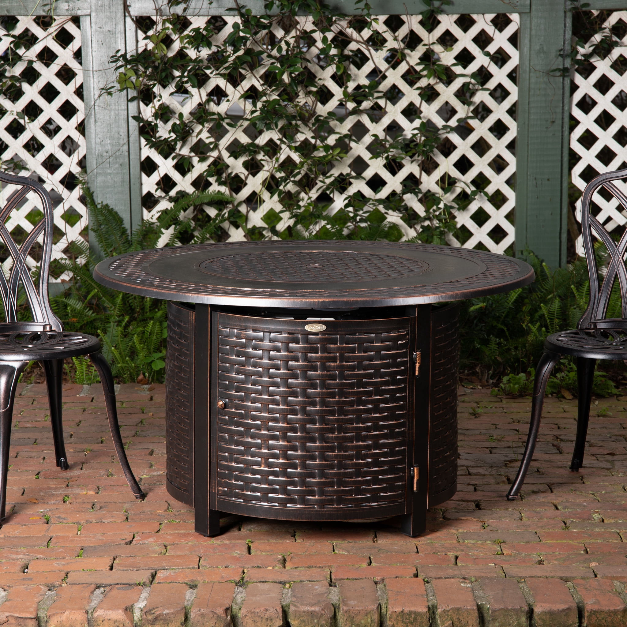 Fire Sense Aluminum Gas Fire Pit Table with Lid and Cover (Antique Bronze, 44 in) g9kz6