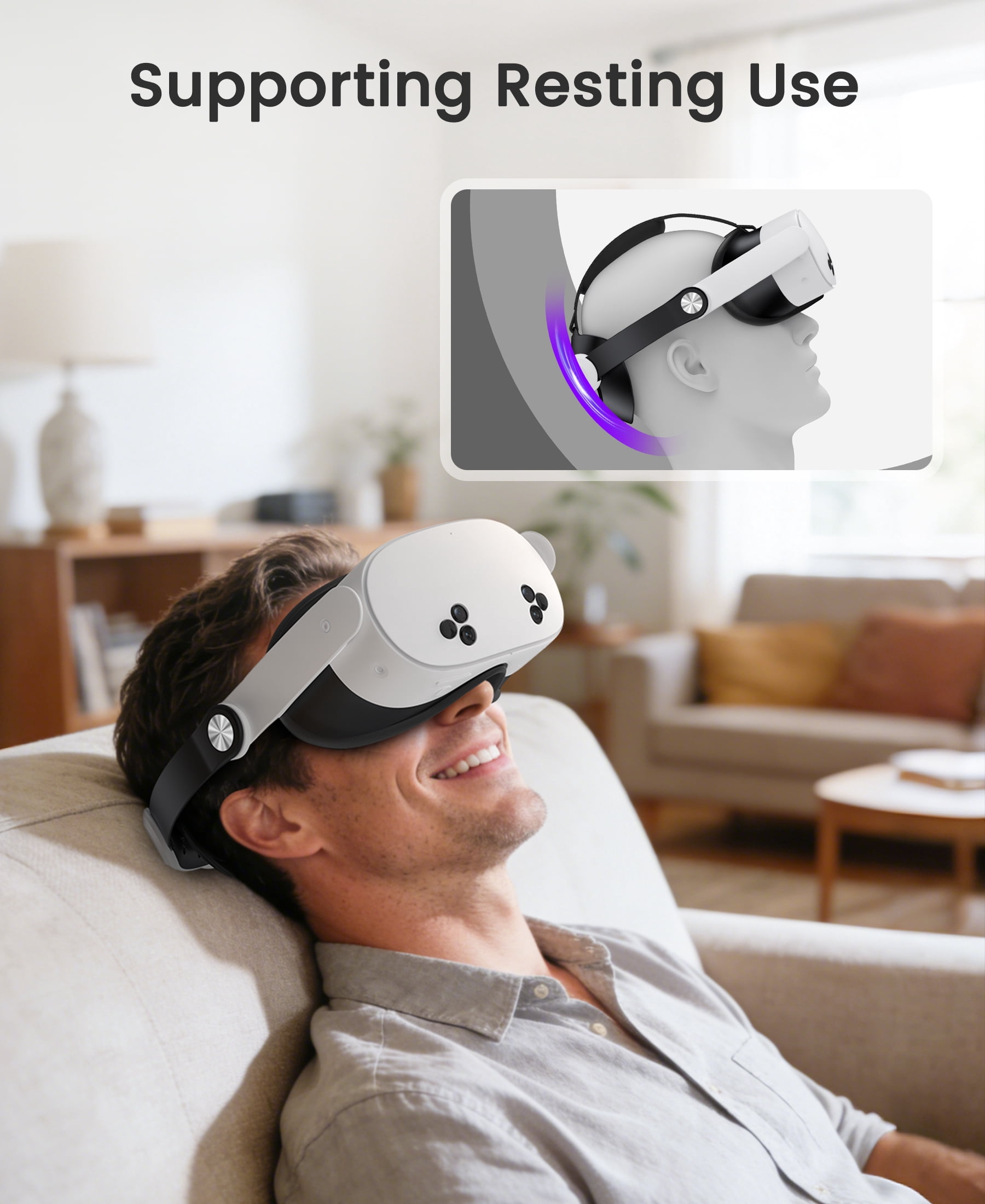 QQV VR Headset Strap for Meta Quest 3/3S/2 with Dual Magnetic Battery Packs and Charging Station (White, 20000mAh) my5q5