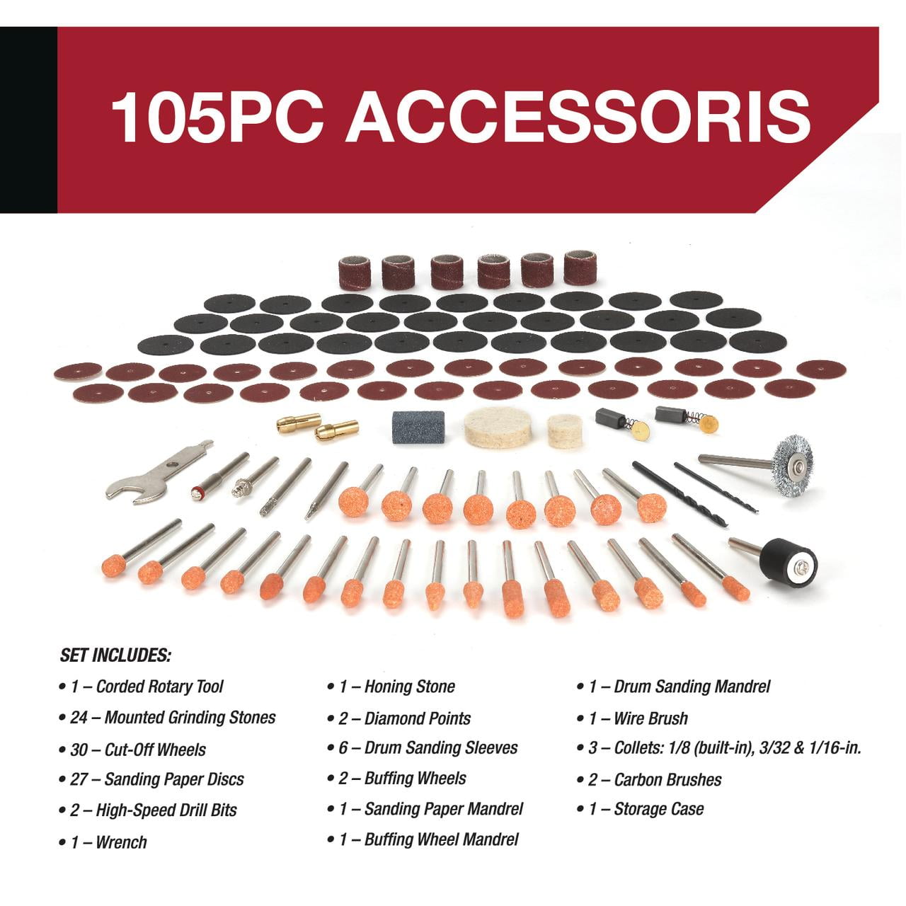 Hyper Tough Corded Rotary Tool Kit with 105 Accessories (Variable Speed, 6 ft Cord) pzg7n