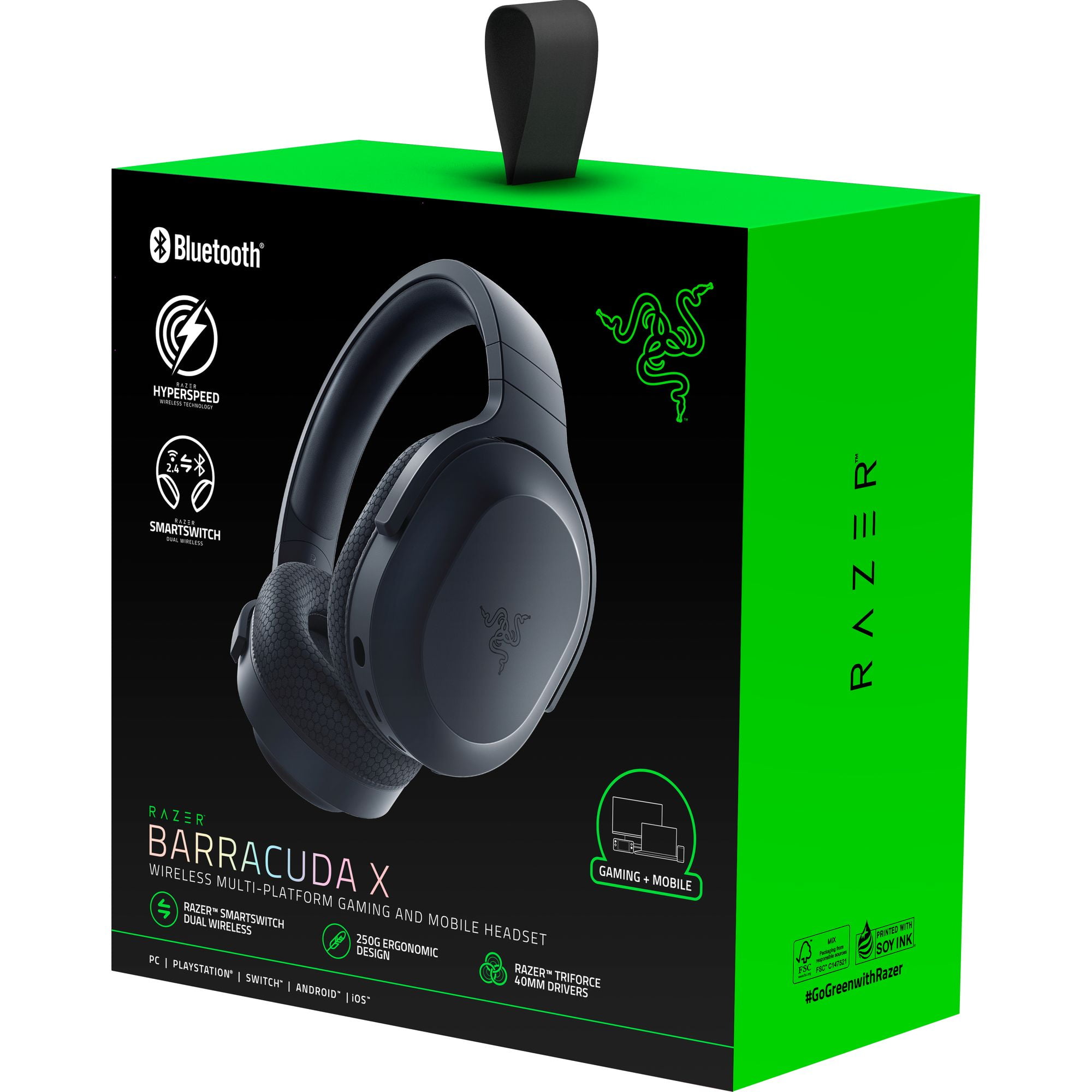 Razer Barracuda X Wireless Gaming Headset with SmartSwitch Dual Wireless and Detachable Mic (Black, 8.8 oz) 4d6bo