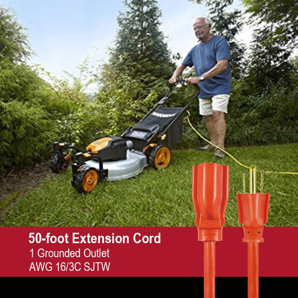 Hyper Tough 50 ft 16AWG 3-Prong Outdoor Extension Cord (Orange, 50 ft) qbaun