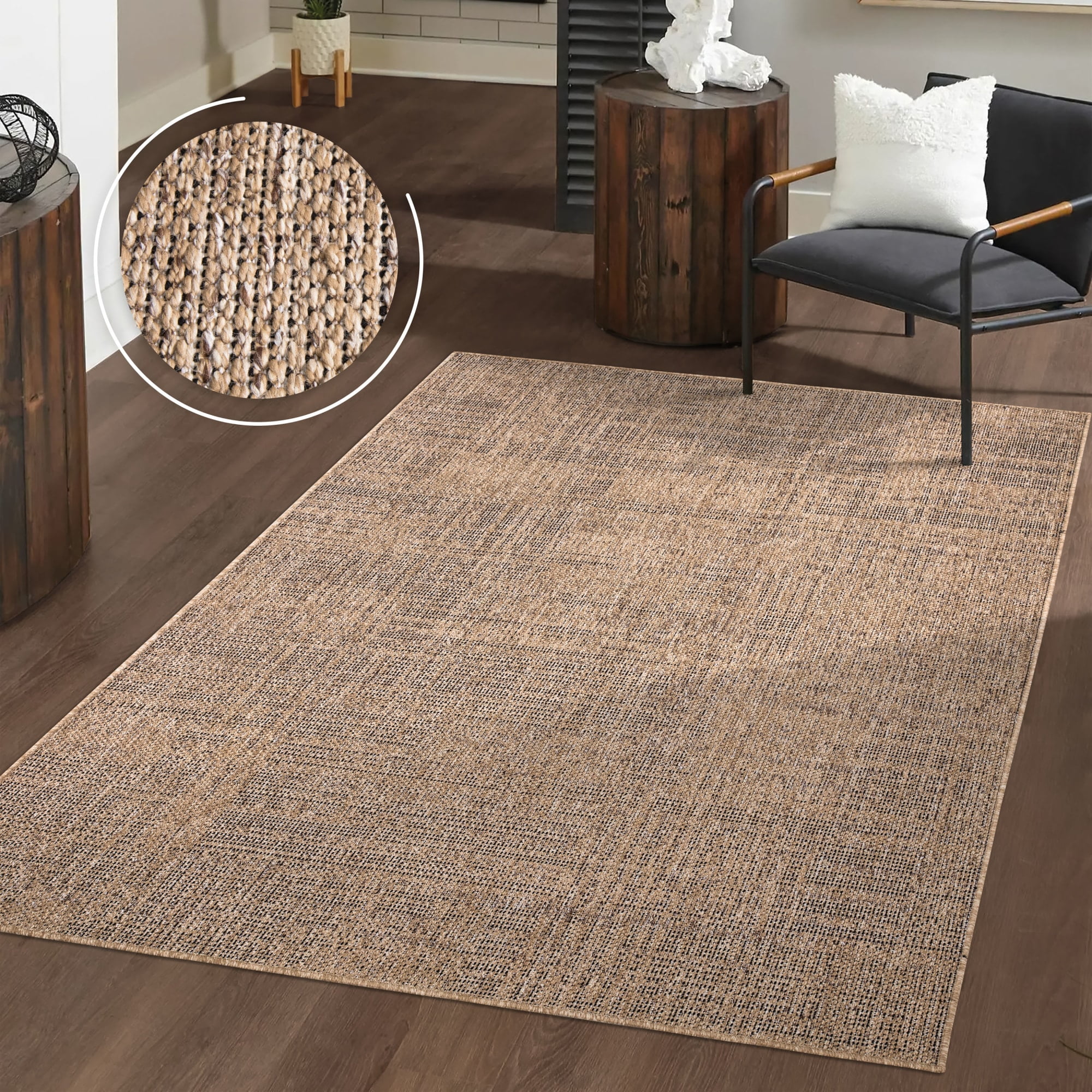 Paco Home Modern Indoor & Outdoor Area Rug Jute Look (Beige, 31 in x 59 in) w6qjv