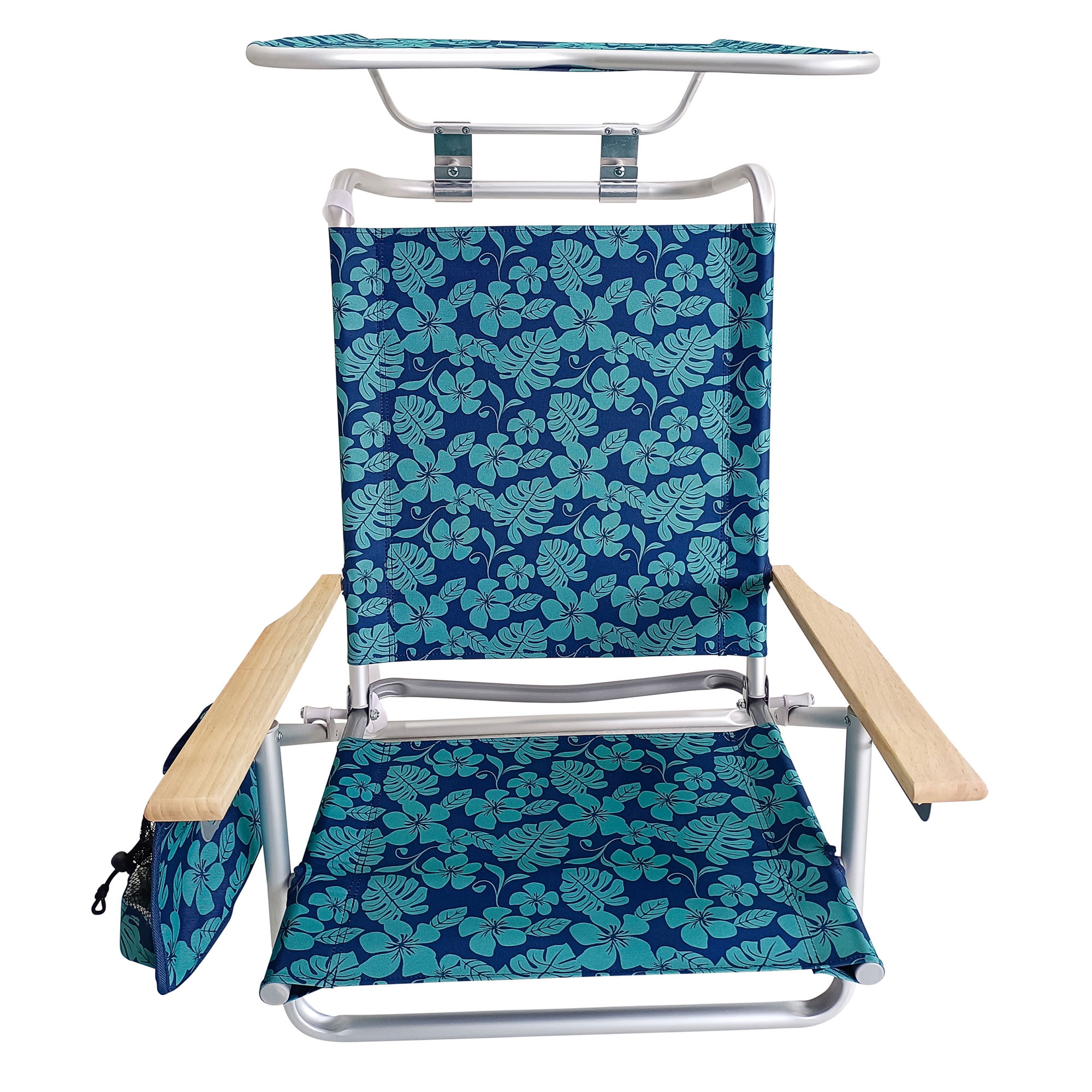 Bliss Hammocks Folding Beach Chair with Canopy and Cup Holder (Blue Flower, 275 lb Capacity) 7wkp9