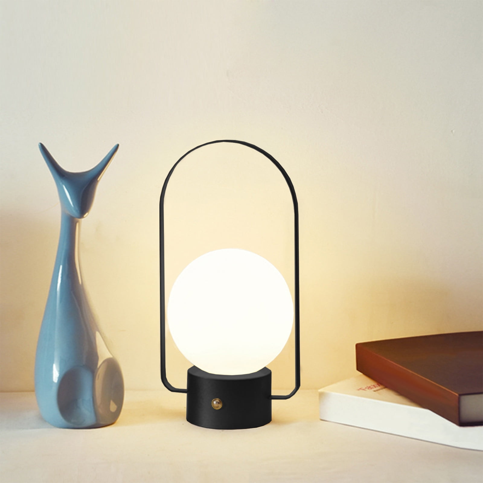 InsCrazy LED Portable Desk Lamp, Modern Decorative Night Light for Bedroom and Outdoor Camping (Black, 6 in) 35cb8