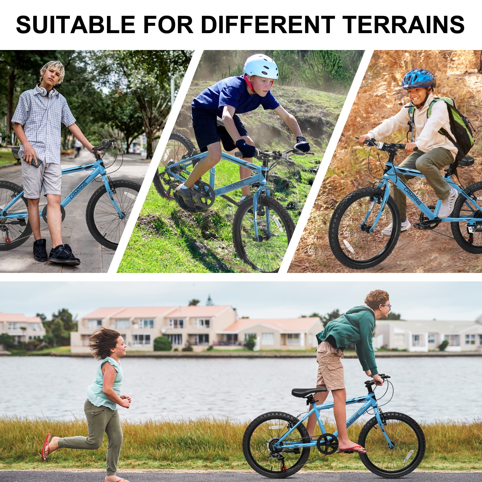 UBesGoo 20in 7-Speed Mountain Bike with V-Brake (Blue, 20 in) lc12m