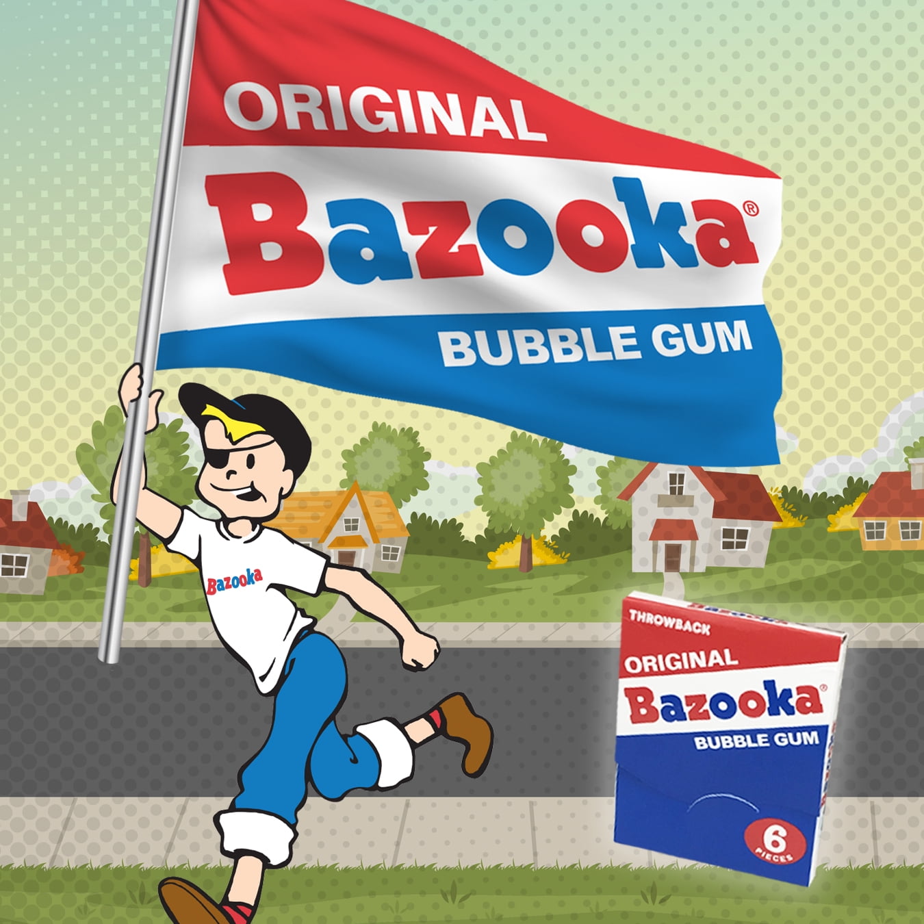 Bazooka Bubble Gum Original Nostalgia Mini-Wallet Pack (6 Pieces) wxmve