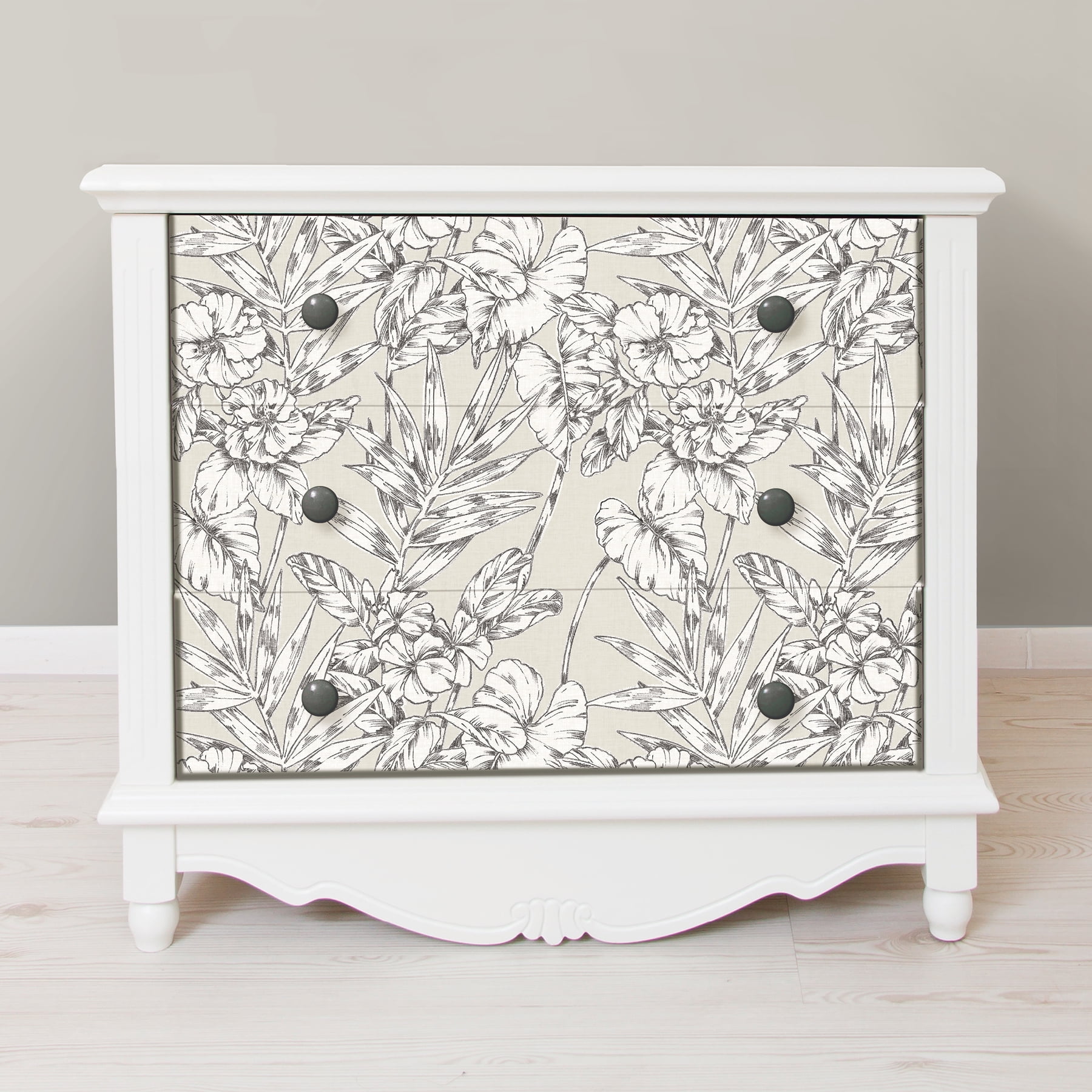 NuWallpaper Cayman Peel and Stick Wallpaper, Tropical Botanical Wall Decor (Grey, 216-in x 20.5-in) 3stah