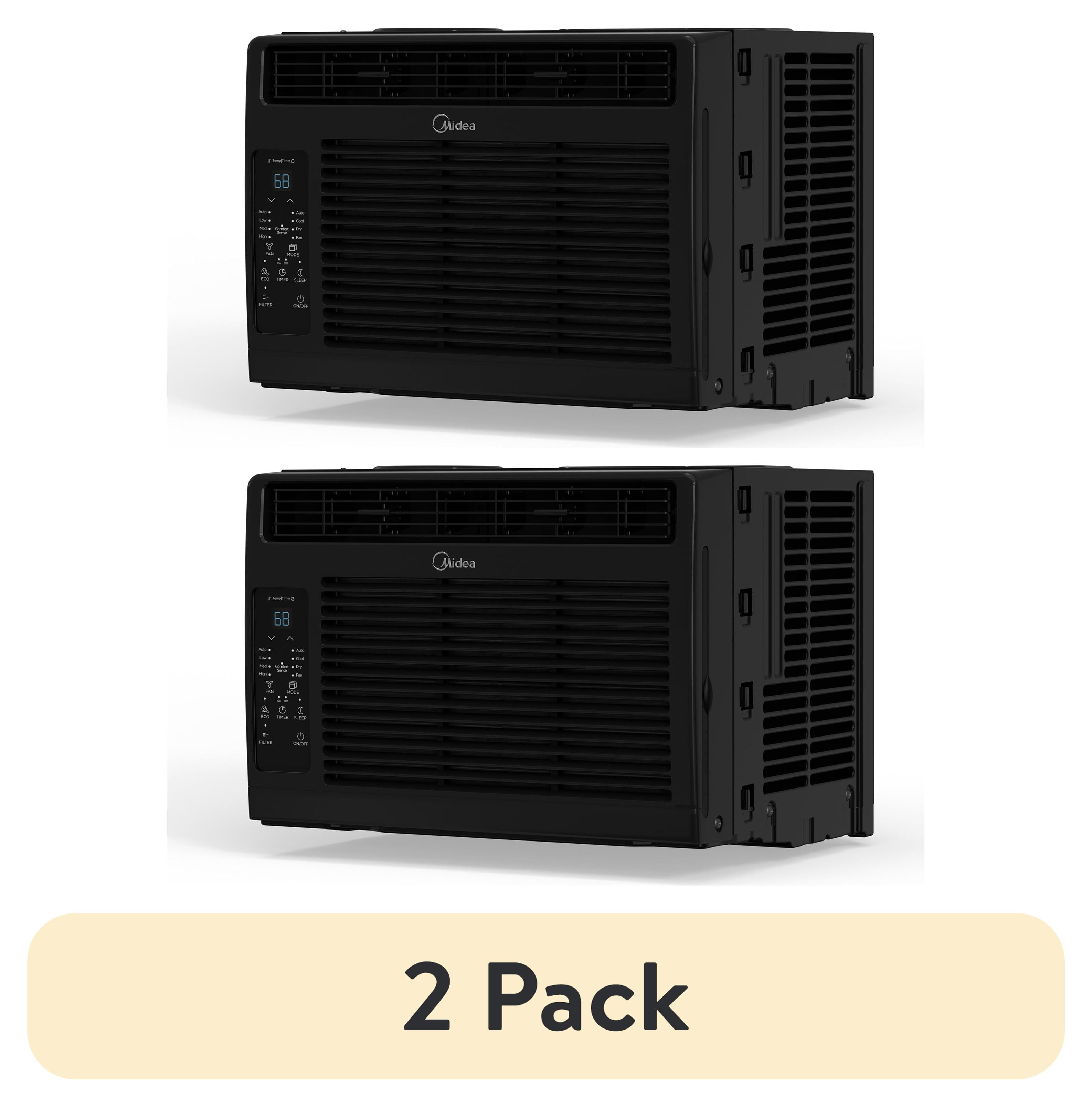 Midea 6,000 BTU Window Air Conditioner with Comfort Sense Remote (Black, 2 Pack) 25zid