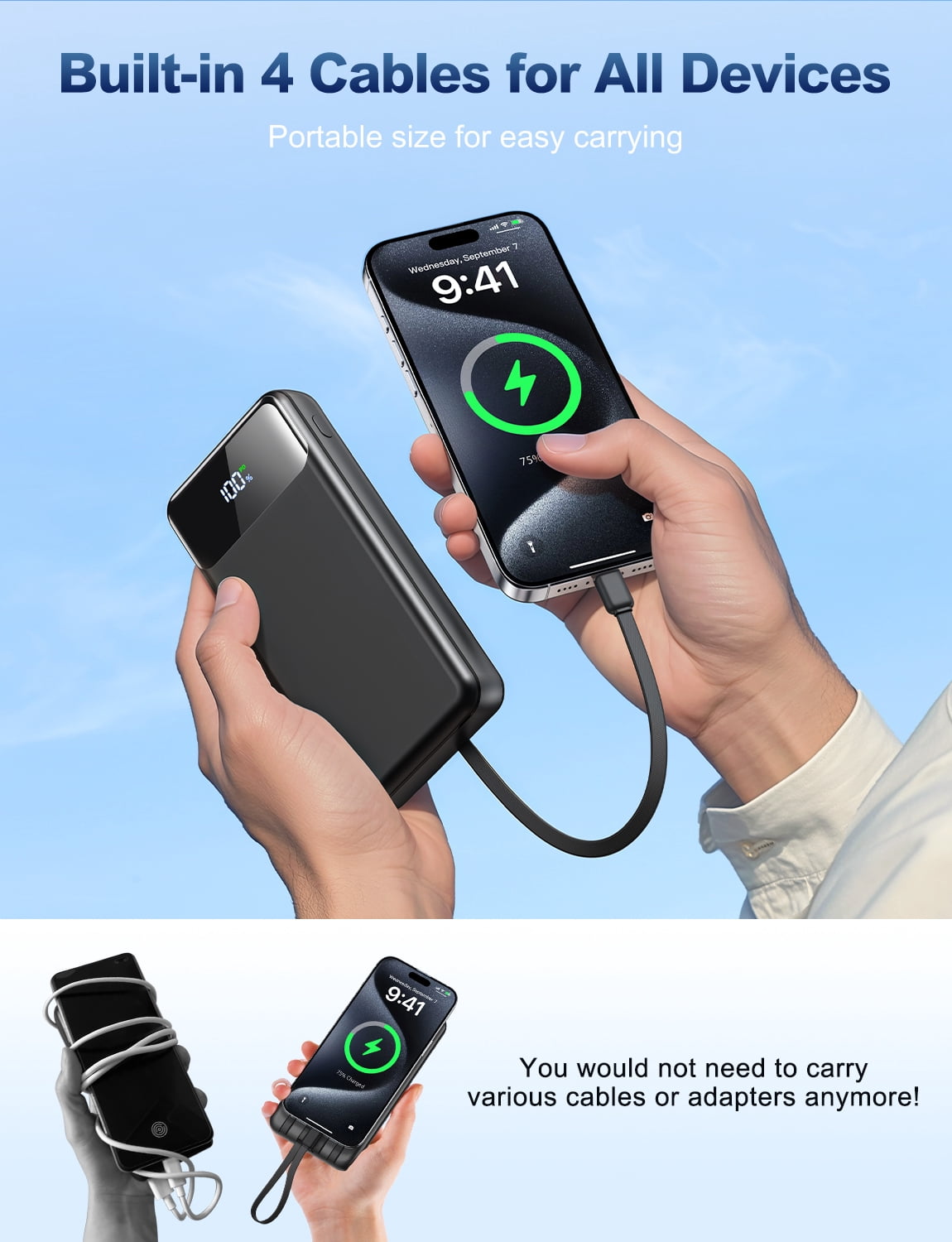 Breezio Portable Charger Power Bank 50000mAh High-Speed External Battery Pack (Black, 1.07 lb) 61wy5