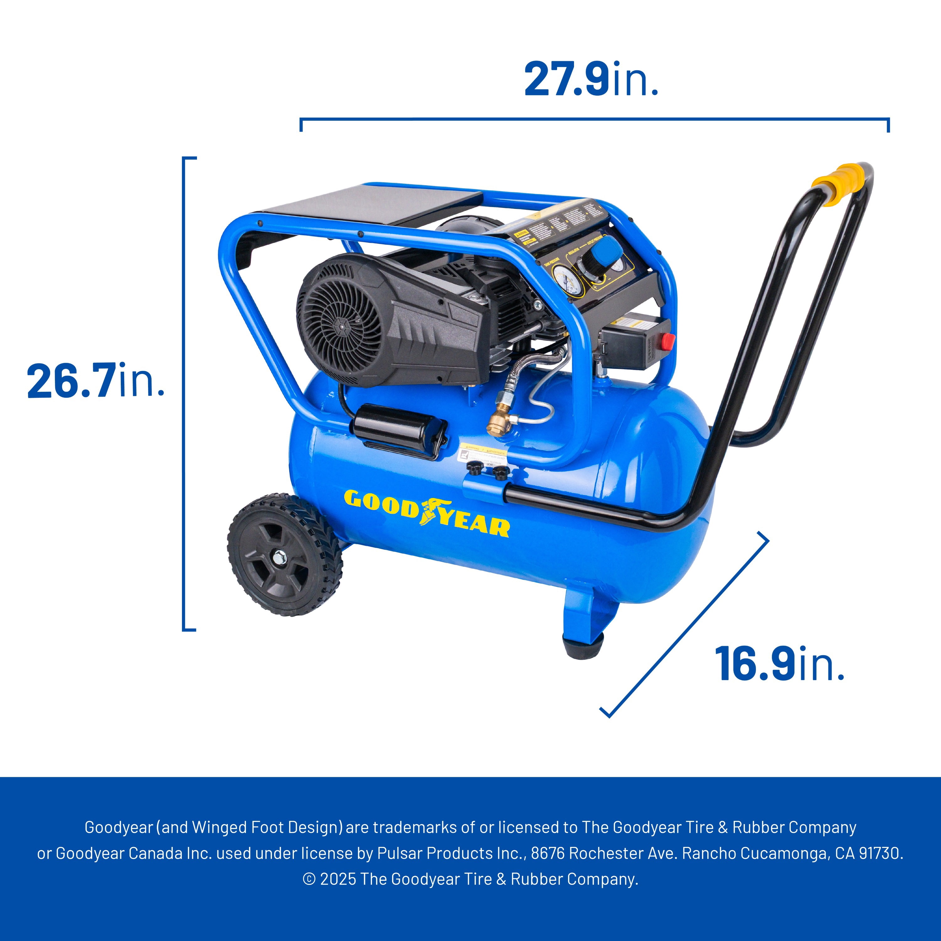 Goodyear 10 Gallon 175 PSI Super Quiet Oil Free Electric Air Compressor (Blue, 10 Gallon) p3nrg