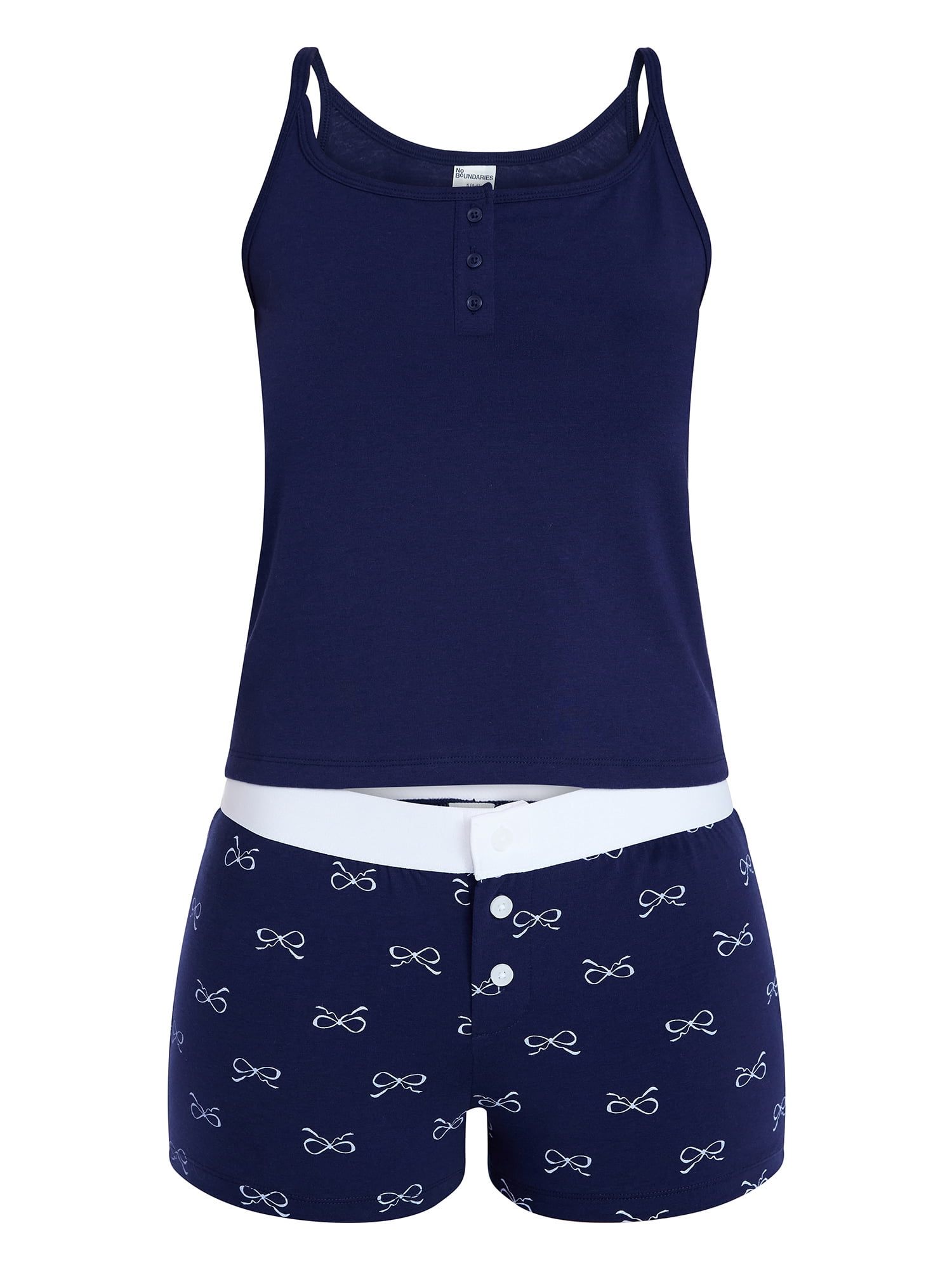 No Boundaries Women's Cloud Core Cami and Boxer Shorts Sleep Set (Blue, XXS-3X) 61atv