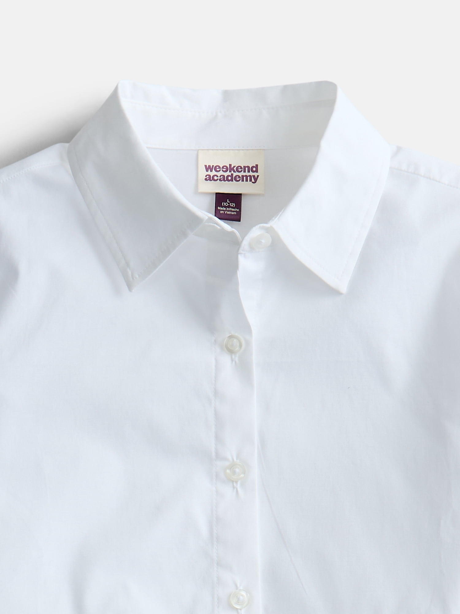 Weekend Academy Girls Button Front Shirt, Short Sleeve Relaxed Fit (White, S) pv3cm - Image 3