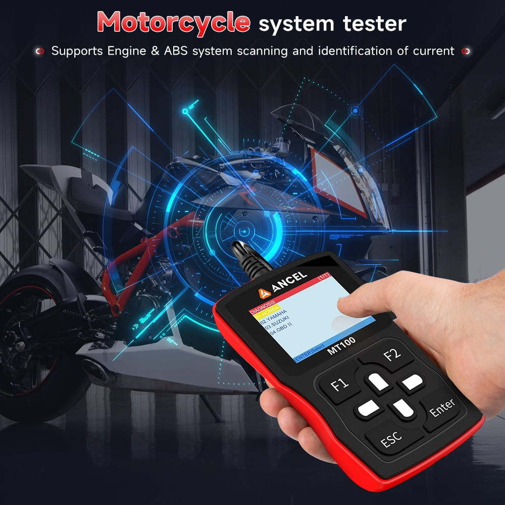 ANCEL MT100 Motorcycle Diagnostic Scan Tool OBD2 Code Reader (Clear, 1 Pack) q32gt