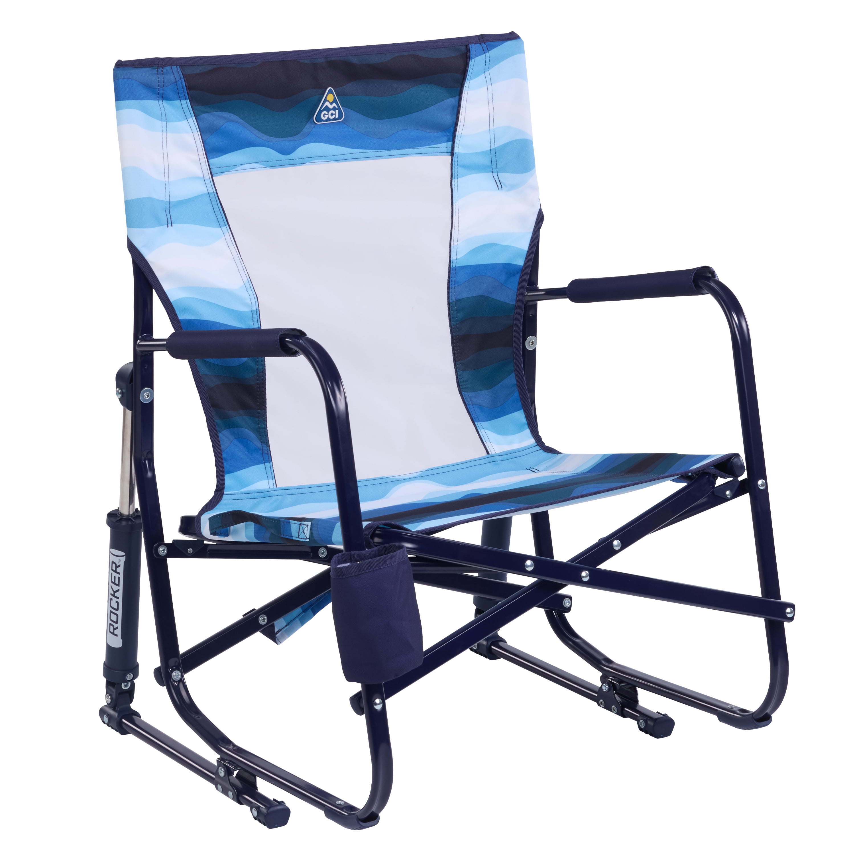 GCI Outdoor Beach Rocker Low Profile Foldable Rocking Chair (Wave Blue, 14.8 in Seat Height) 85whm