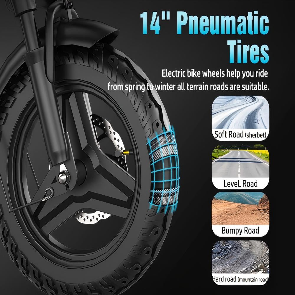 AZHAR 750W Foldable Electric Bike for Adults, Commuter E-Bike with 48V 10Ah Removable Battery (14 in) 7zh5g