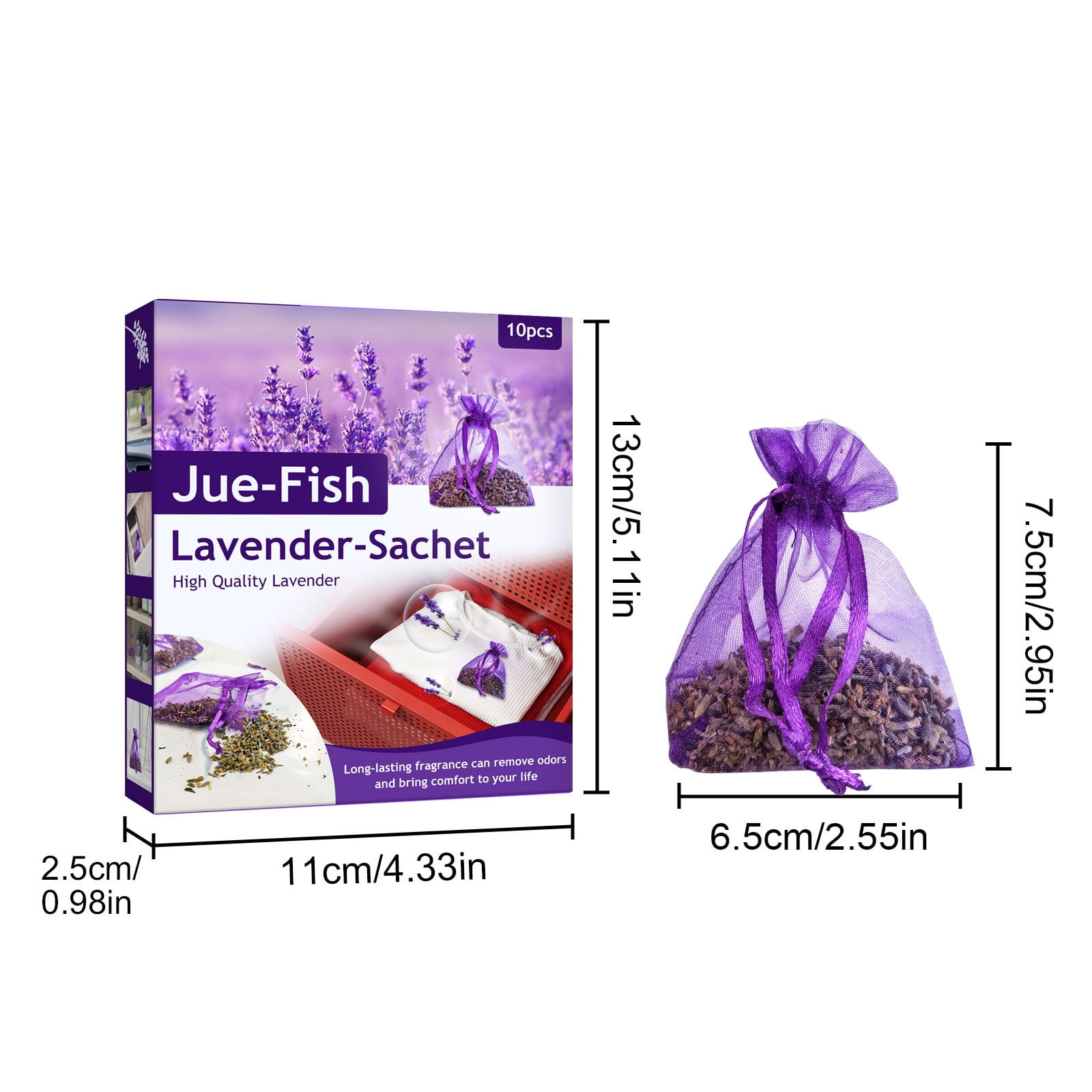 TOPRenddon Natural Lavender Sachet Bags for Closet and Car (10 Pack, 4 in) 9fput