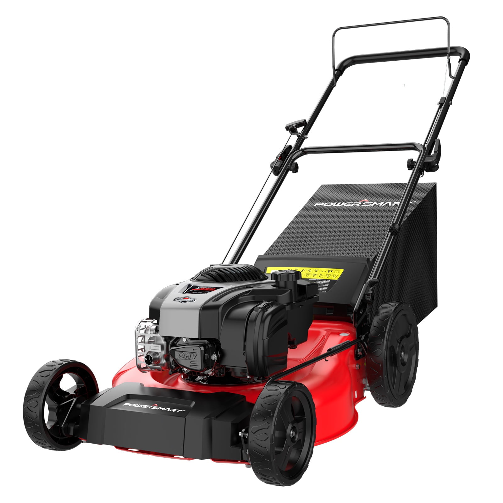 PowerSmart 21-in 140cc Gas Powered Push Lawn Mower, 2-in-1 Mulching and Bagging (Black, 21-in Deck) pvpyl