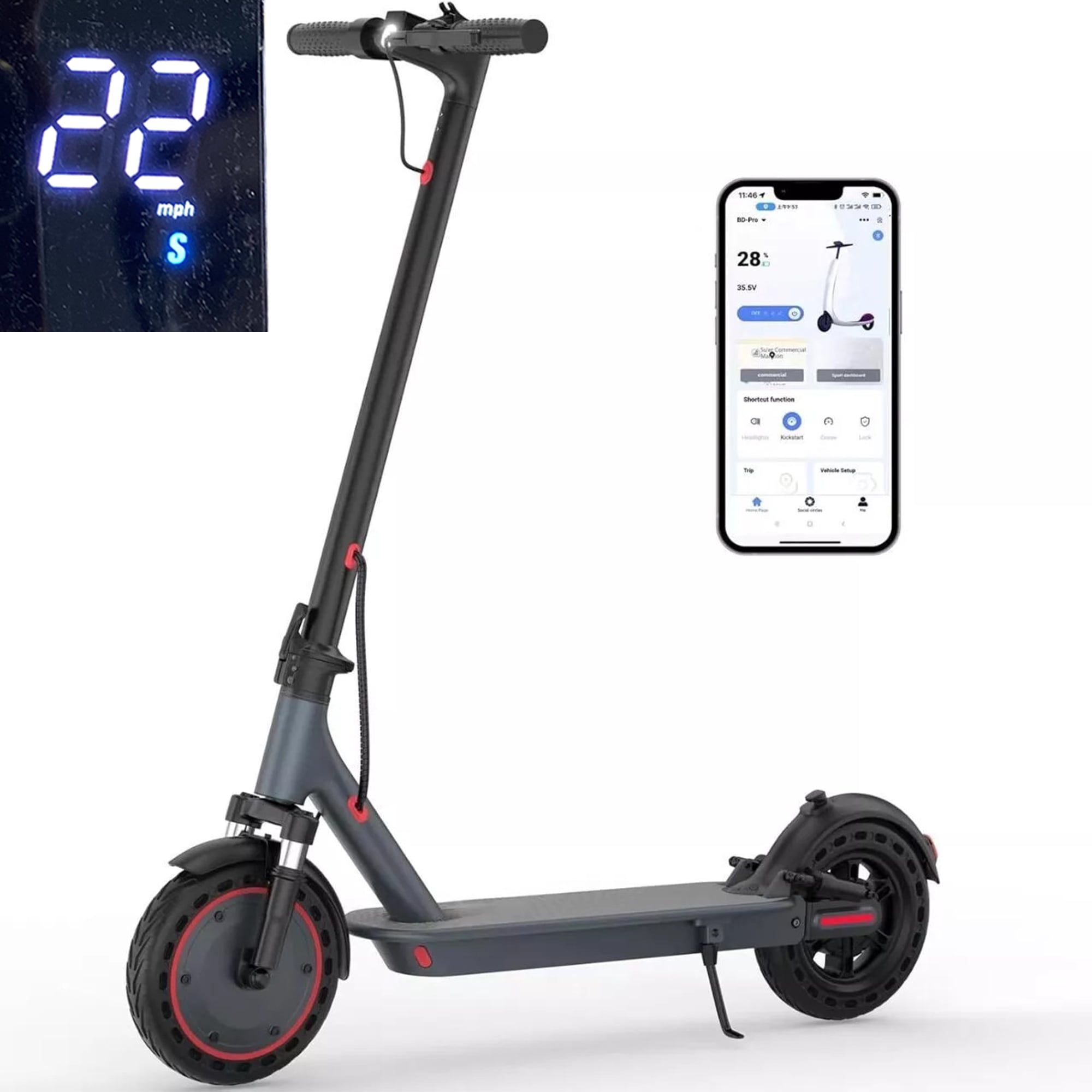 Generic Electric Scooter for Adults, 500W Motor, 22 MPH Max Speed, Foldable Commuter Scooter (Gray, 36 lb) 37cbr