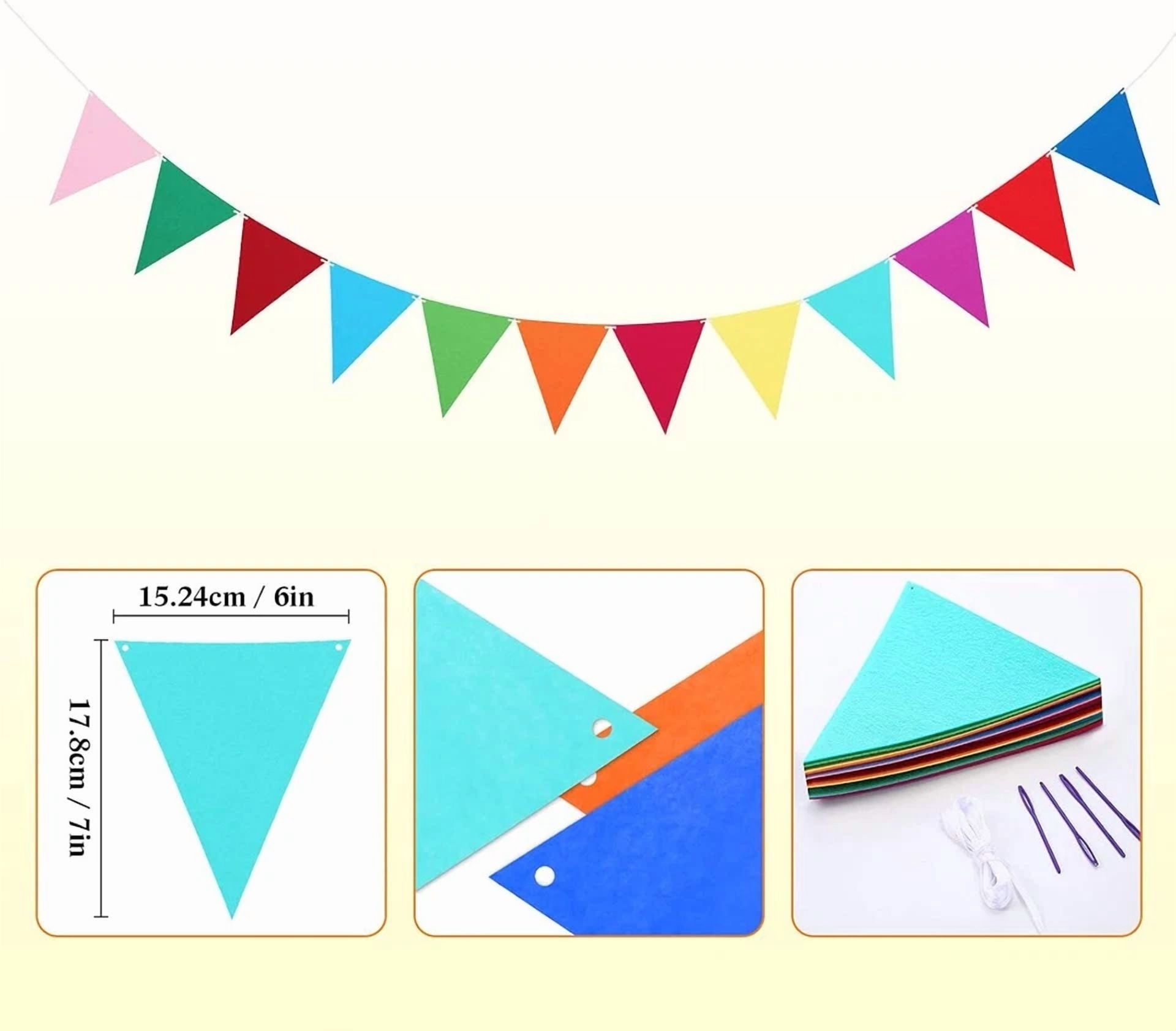 KLYNE Happy Birthday Banner Set Colorful Rainbow Felt Garland Party Decor (4 Pieces) 3sskg